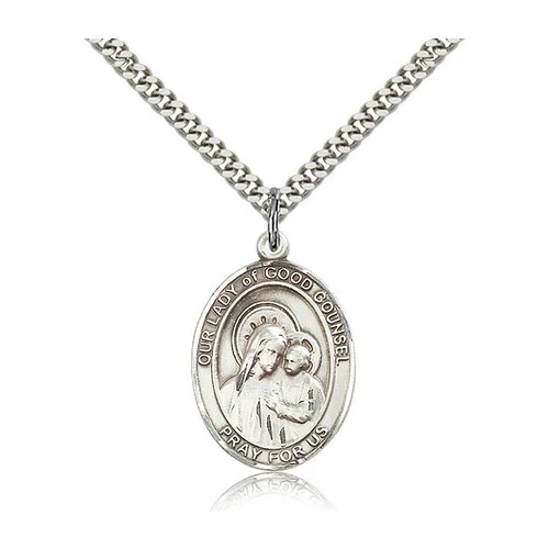 Our Lady of Good Counsel Pendant with Chain, Bliss, Sterling Silver