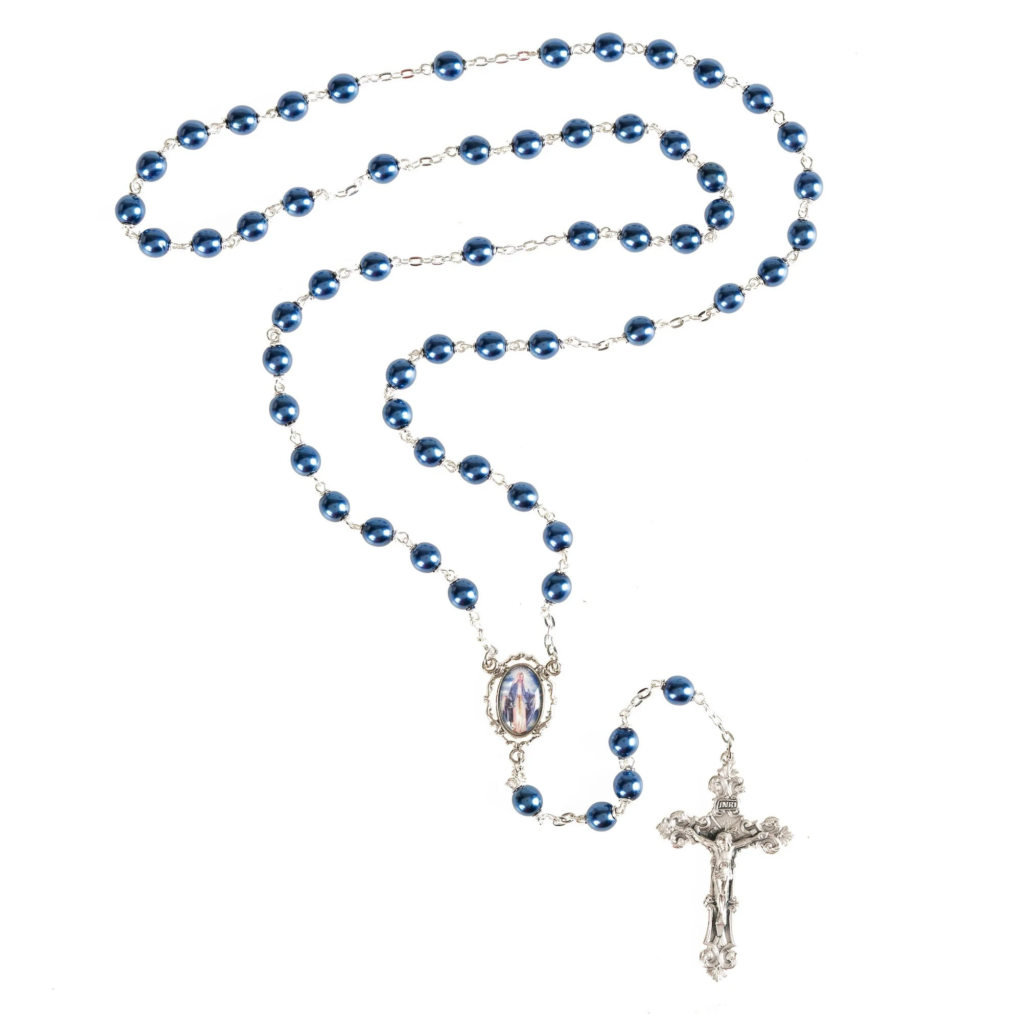 Our Lady of Grace Blue Pearl Rosary - Image 2