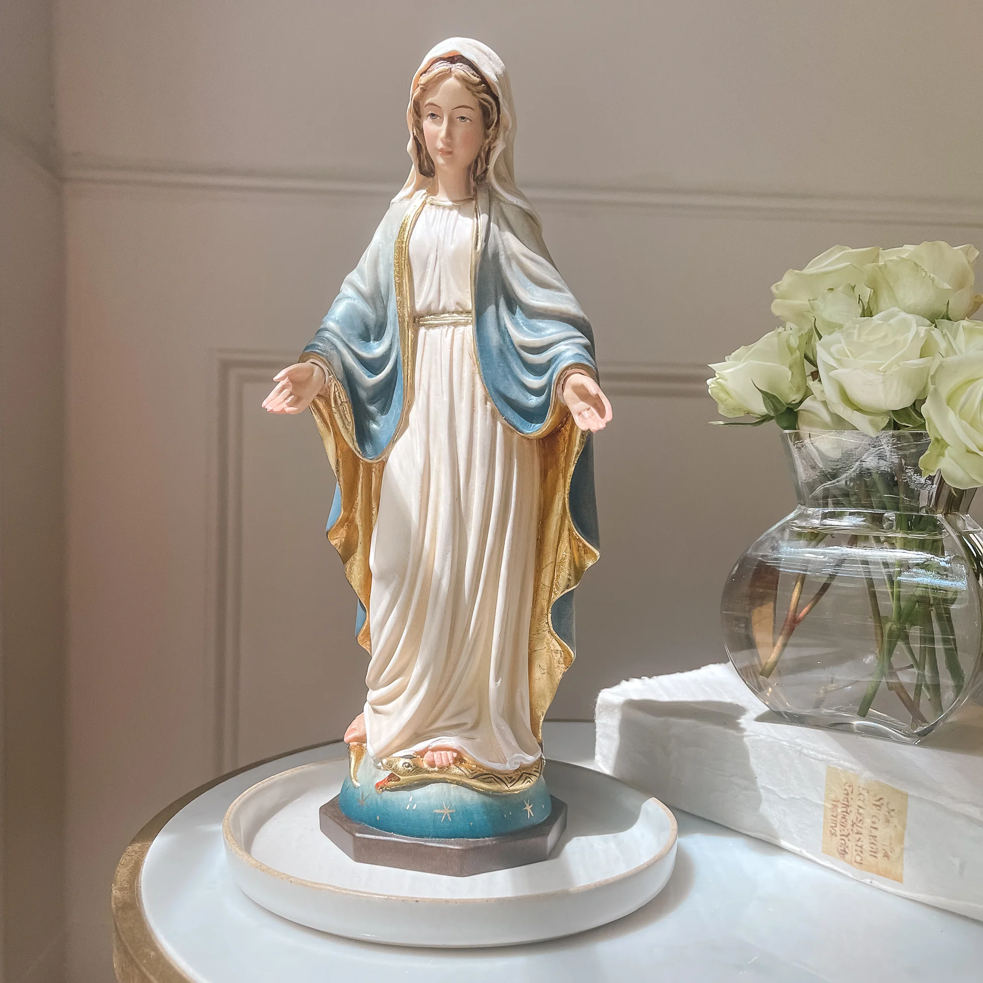 Our Lady of Grace Hand-Painted Italian Statue - Image 3