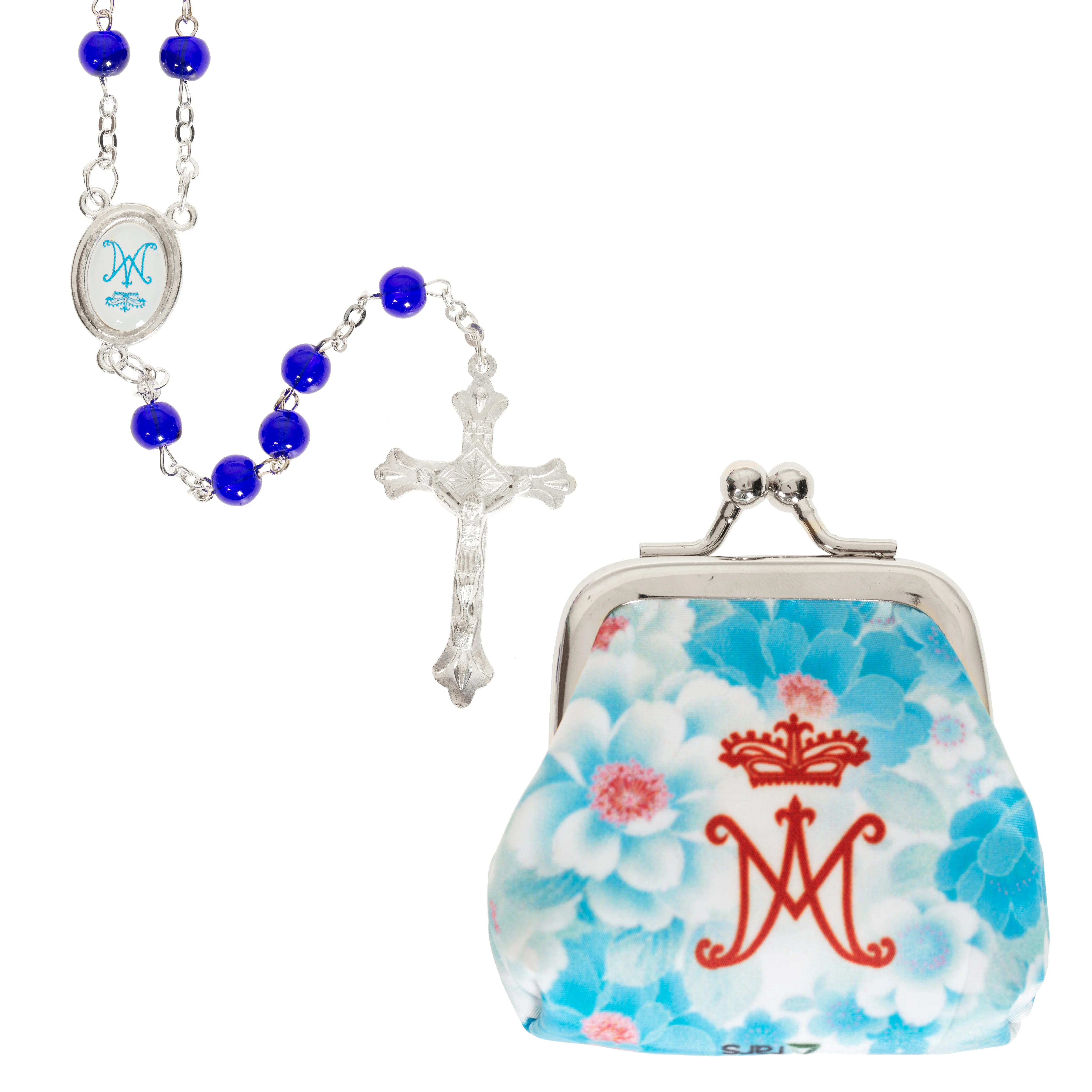 Our Lady of Grace Purse & Blue Rosary Set - Image 2