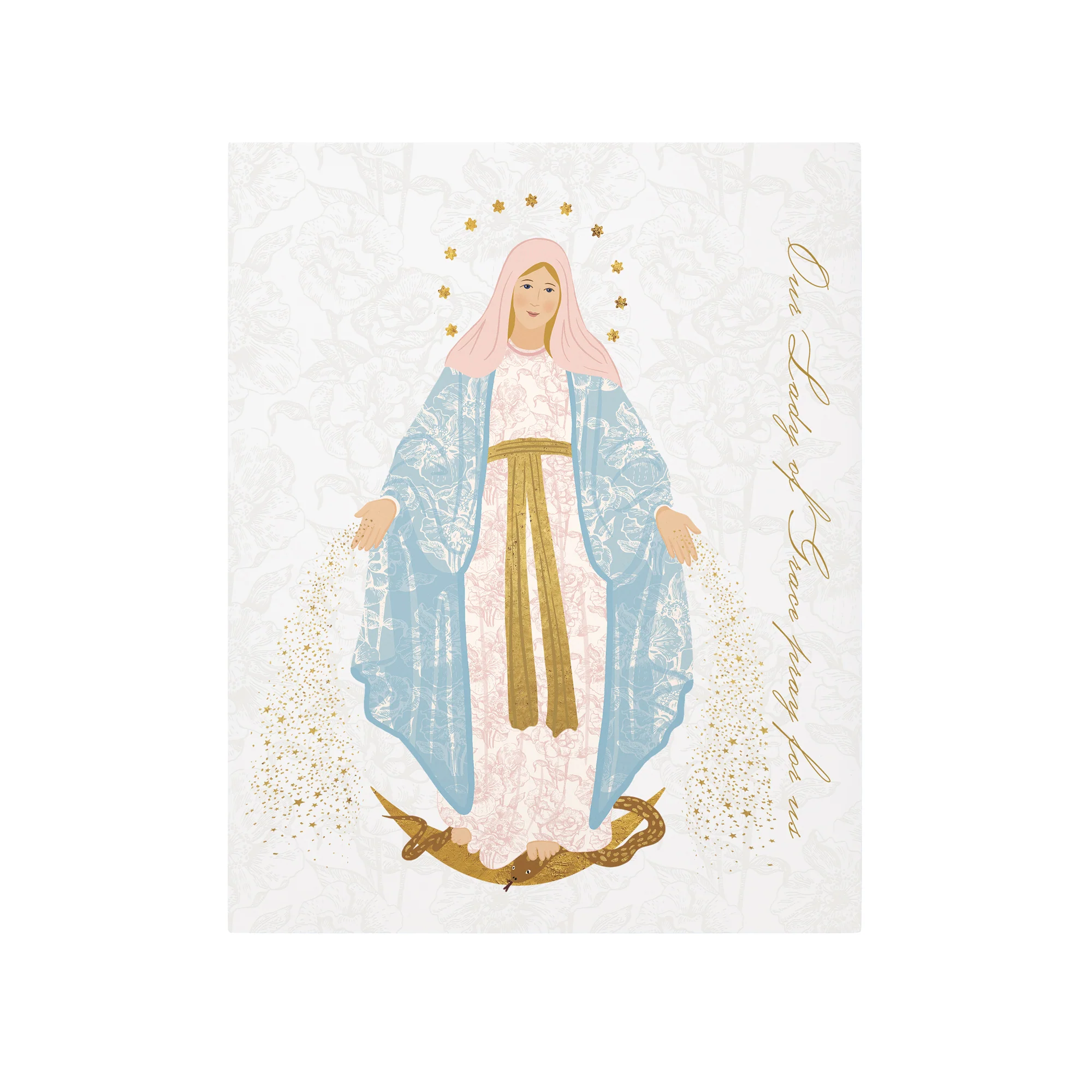 Our Lady of Grace Toile Art Plaque - 8" x 10" - Image 2