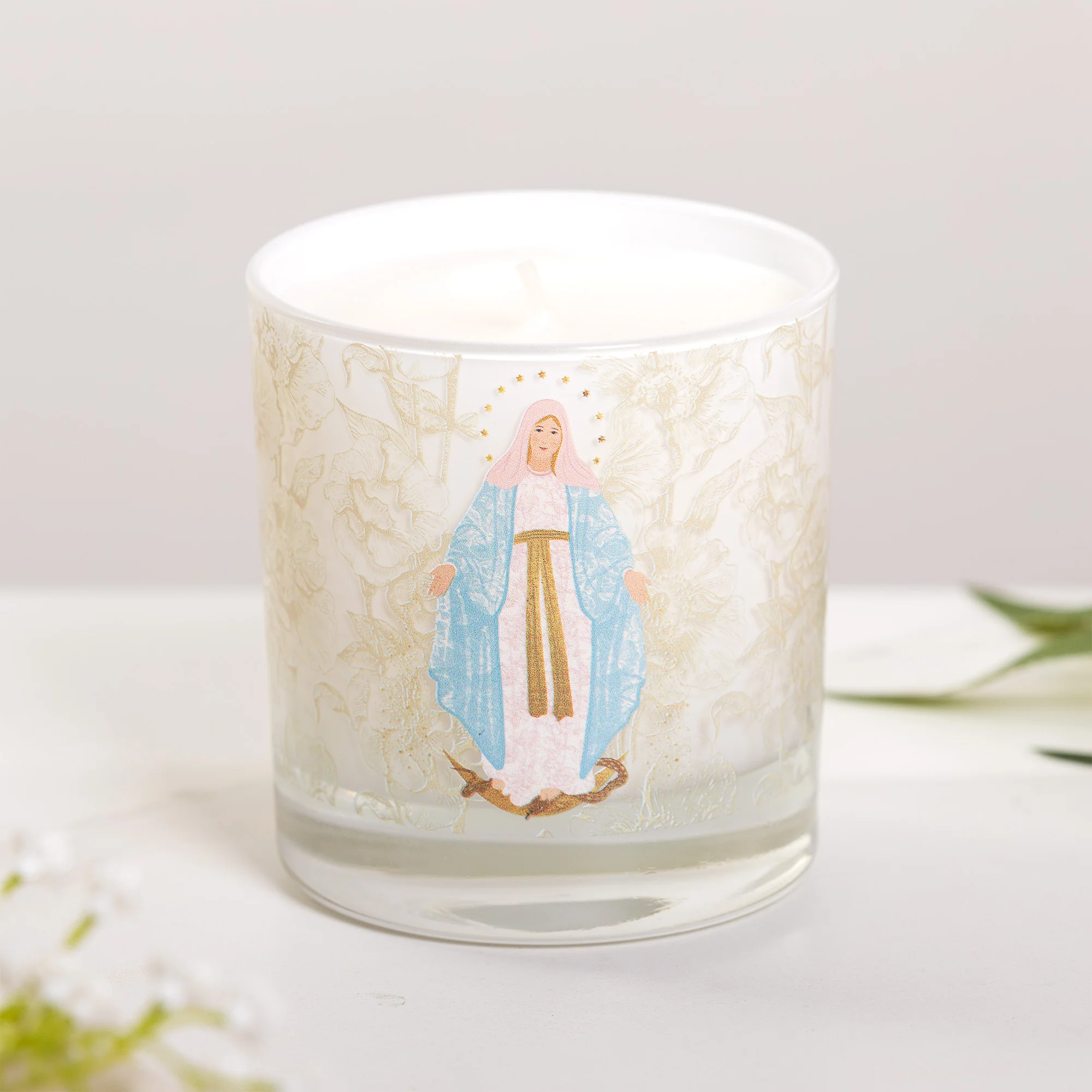 Our Lady of Grace Toile Candle