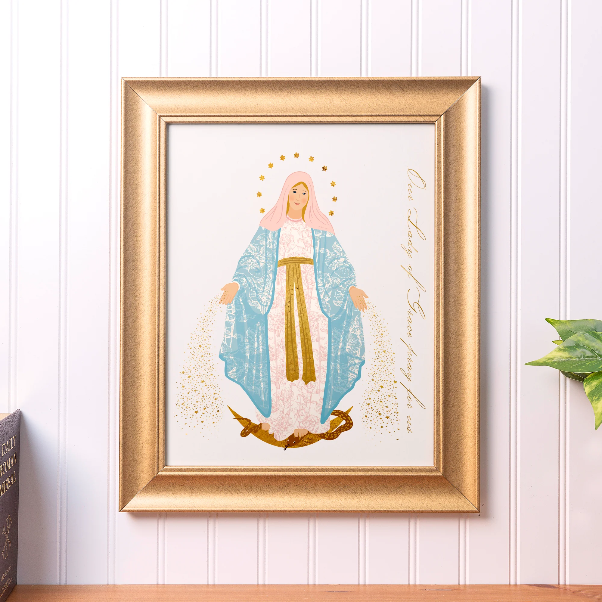 Our Lady of Grace Toile Framed Art Print - 11" x 14"