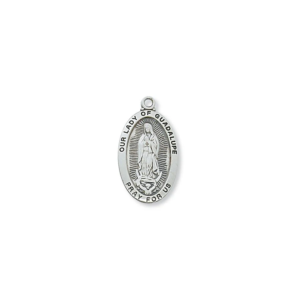 Our Lady of Guadalupe Gold or Sterling Silver Medal Necklace - 18" - Image 4