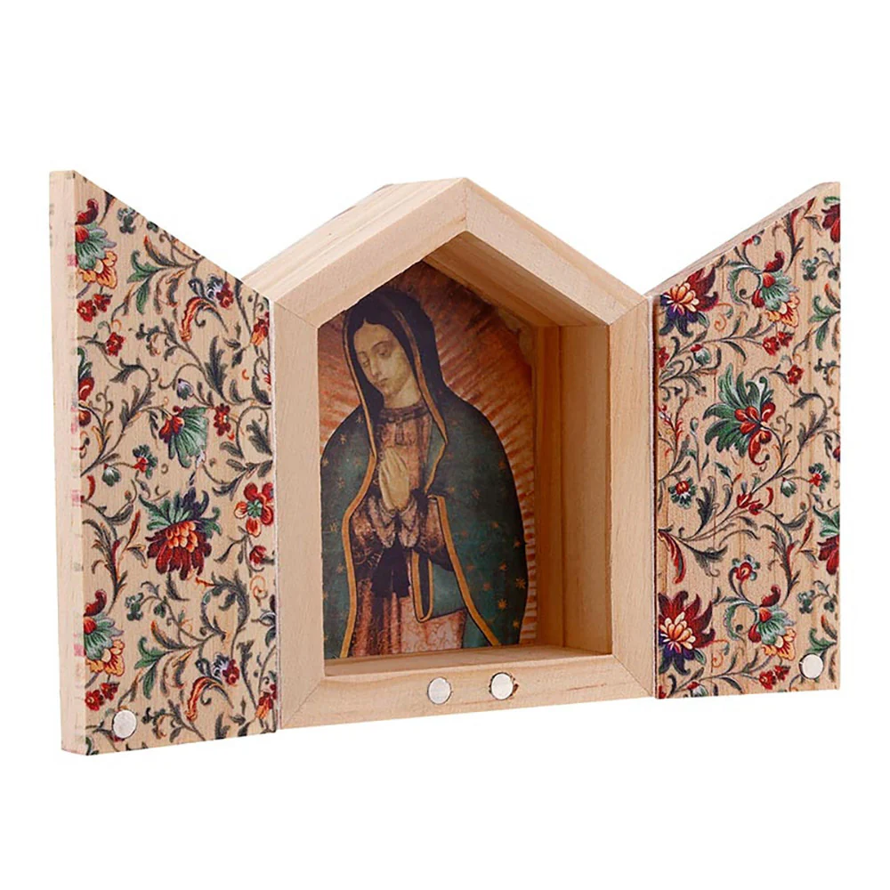 Our Lady of Guadalupe Miniature Wooden Triptych - Image 3