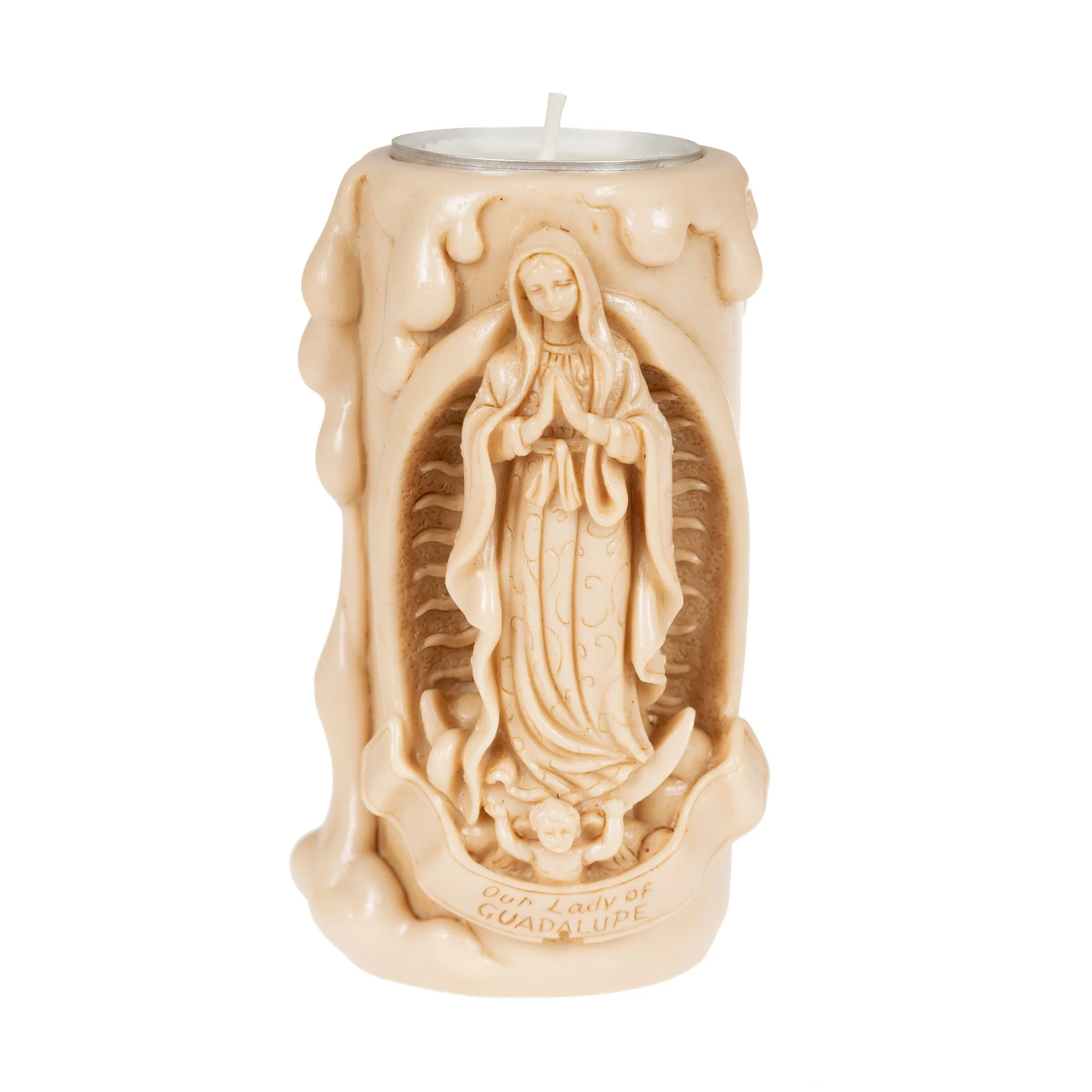 Our Lady of Guadalupe Natural Finish Votive Holder
