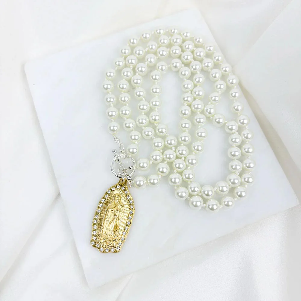 Our Lady of Guadalupe Pearl Necklace - Image 4