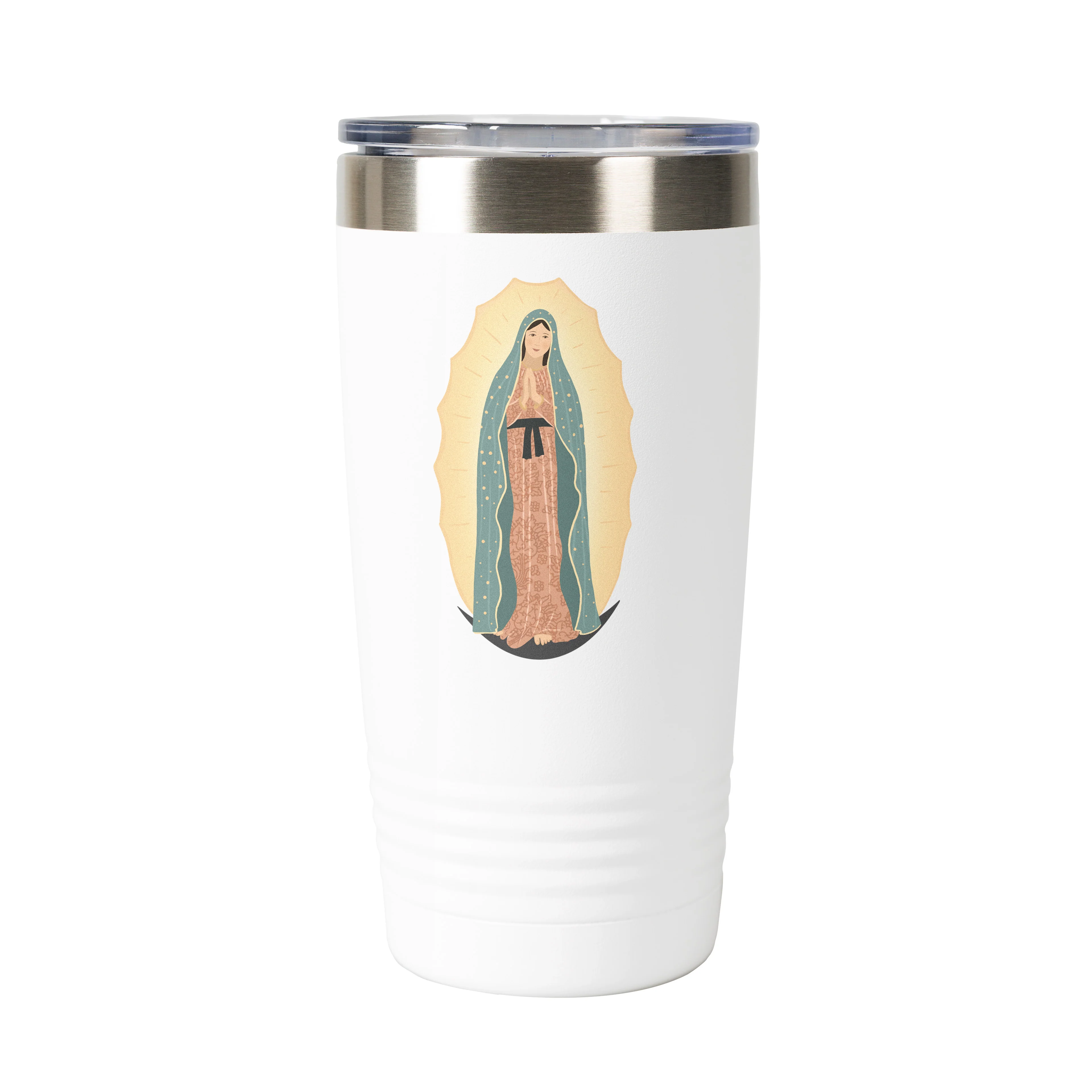 Our Lady of Guadalupe Personalized 20 oz. White Tumbler - Image 2