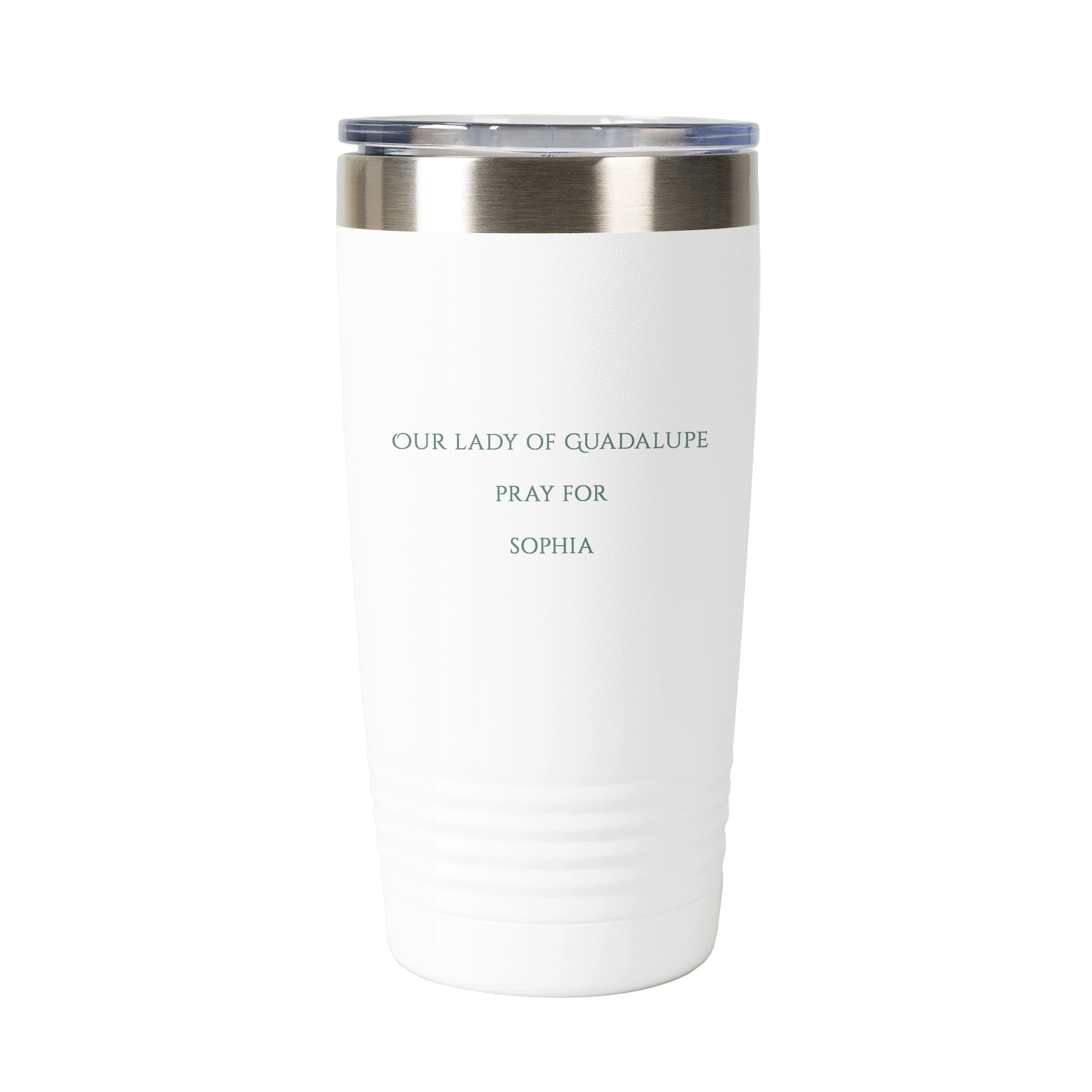 Our Lady of Guadalupe Personalized 20 oz. White Tumbler - Image 3