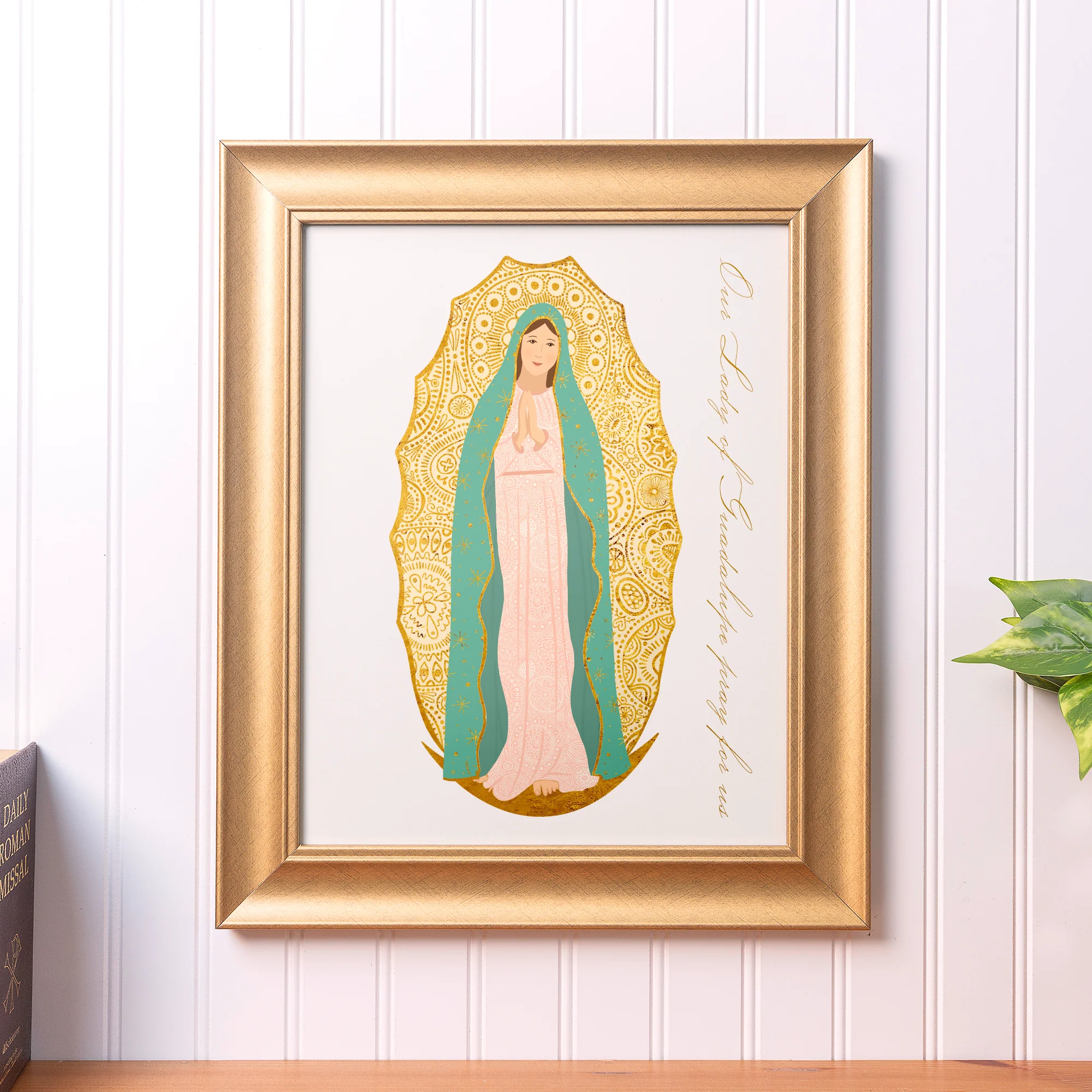 Our Lady of Guadalupe Toile Framed Art Print - 11" x 14"