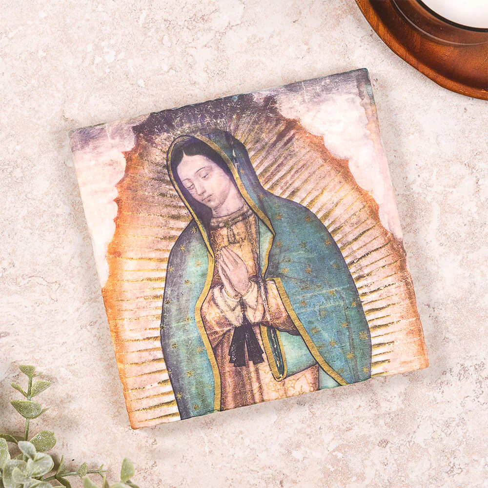 Our Lady of Guadalupe's Tilma Tumbled Stone Tile - 6" x 6" - Image 2