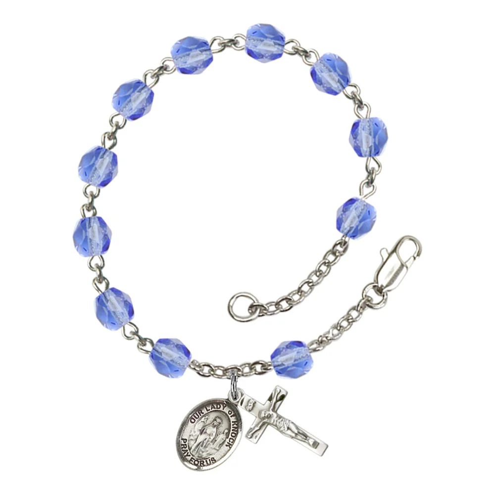 Our Lady Of Knock Blue September Rosary Bracelet 6mm