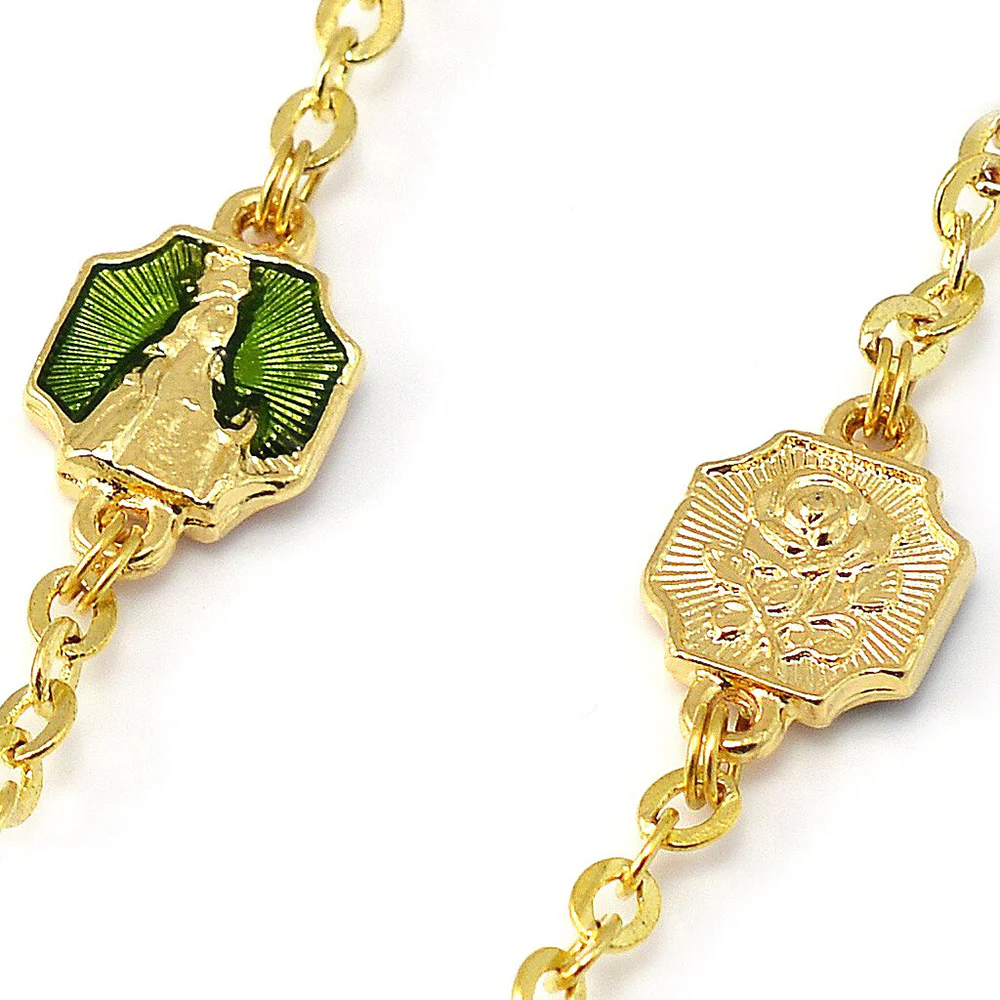 Our Lady of Knock Emerald & Gold Rosary - Image 5