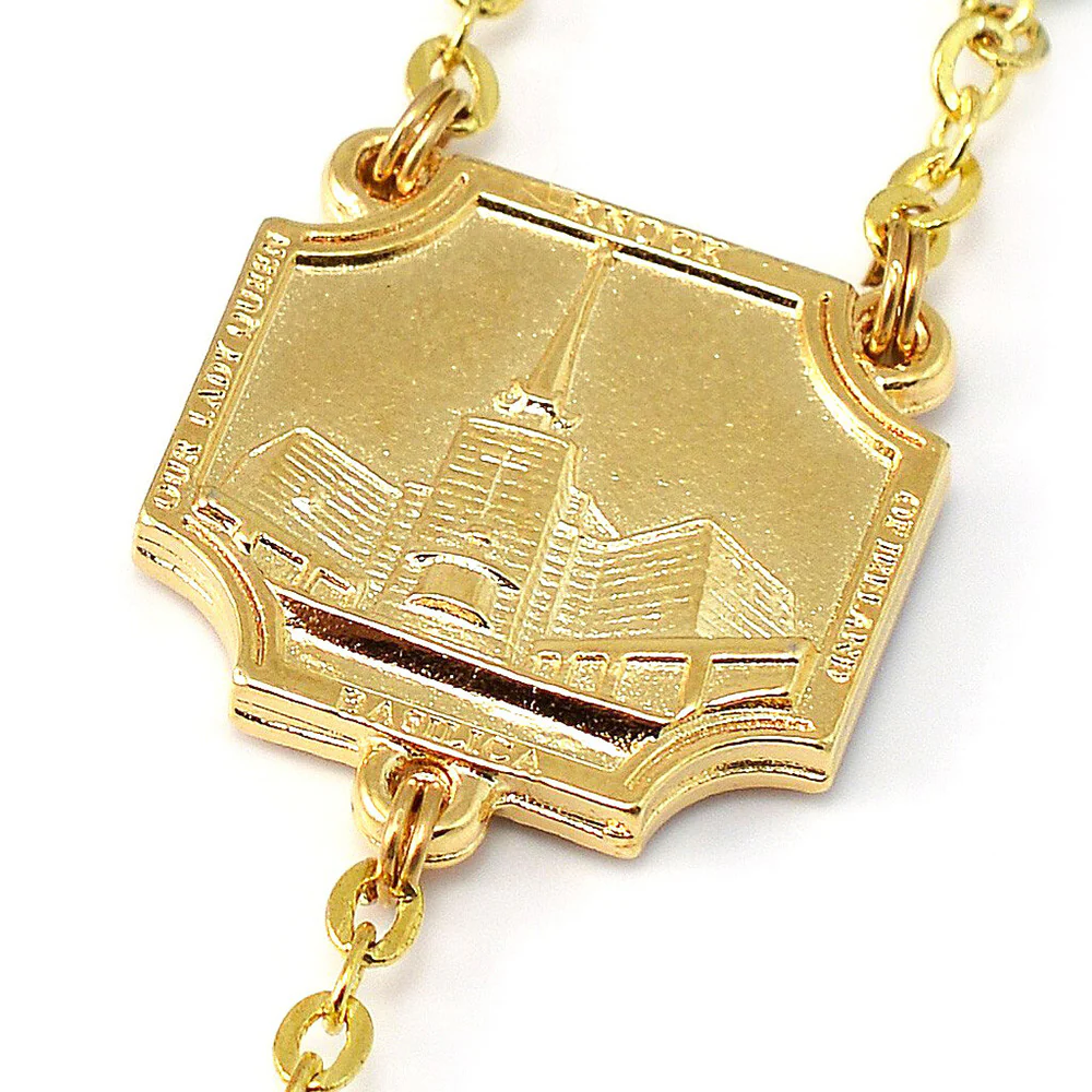 Our Lady of Knock Emerald & Gold Rosary - Image 6