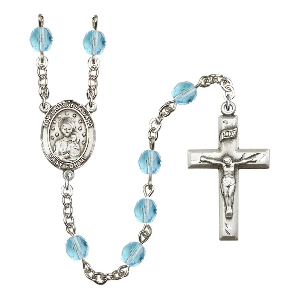 Our Lady Of La Vang Aqua Blue March Rosary 6mm