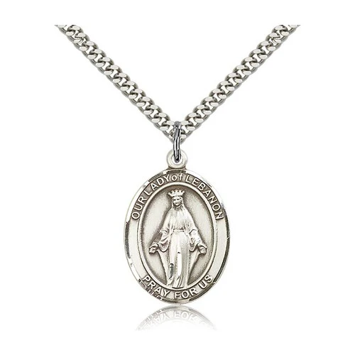 Our Lady of Lebanon Pendant with Chain, Bliss, Sterling Silver