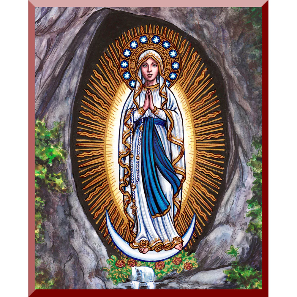 Our Lady of Lourdes Contemporary Wall Plaque - 8" x 10"
