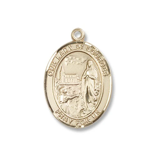 Our Lady of Lourdes Pendant with Chain, Bliss, Gold Filled