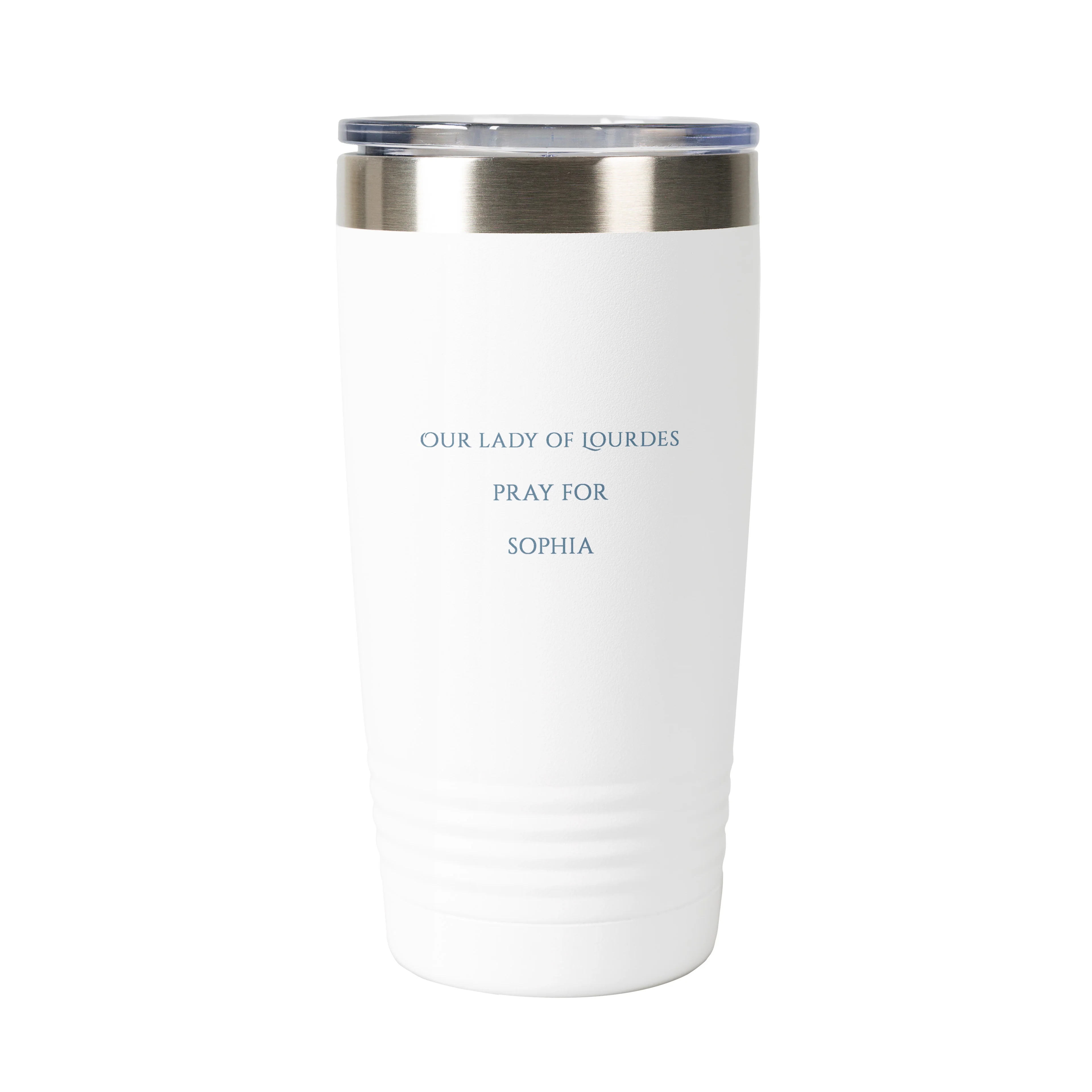 Our Lady of Lourdes Personalized 20 oz. White Tumbler - Image 3