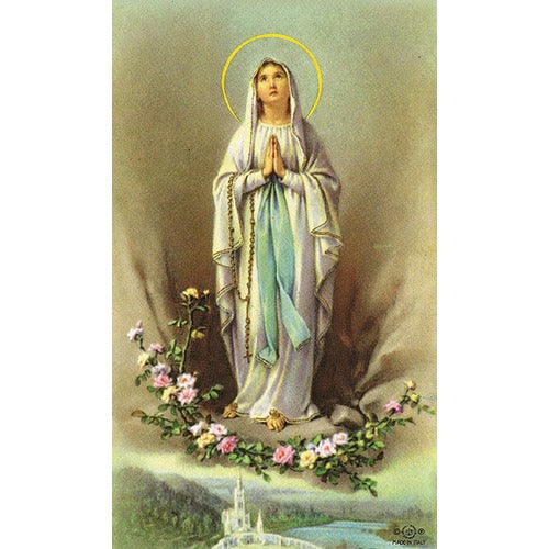 Laminated Our Lady of Lourdes Personalized Prayer Card (Priced Per Card)