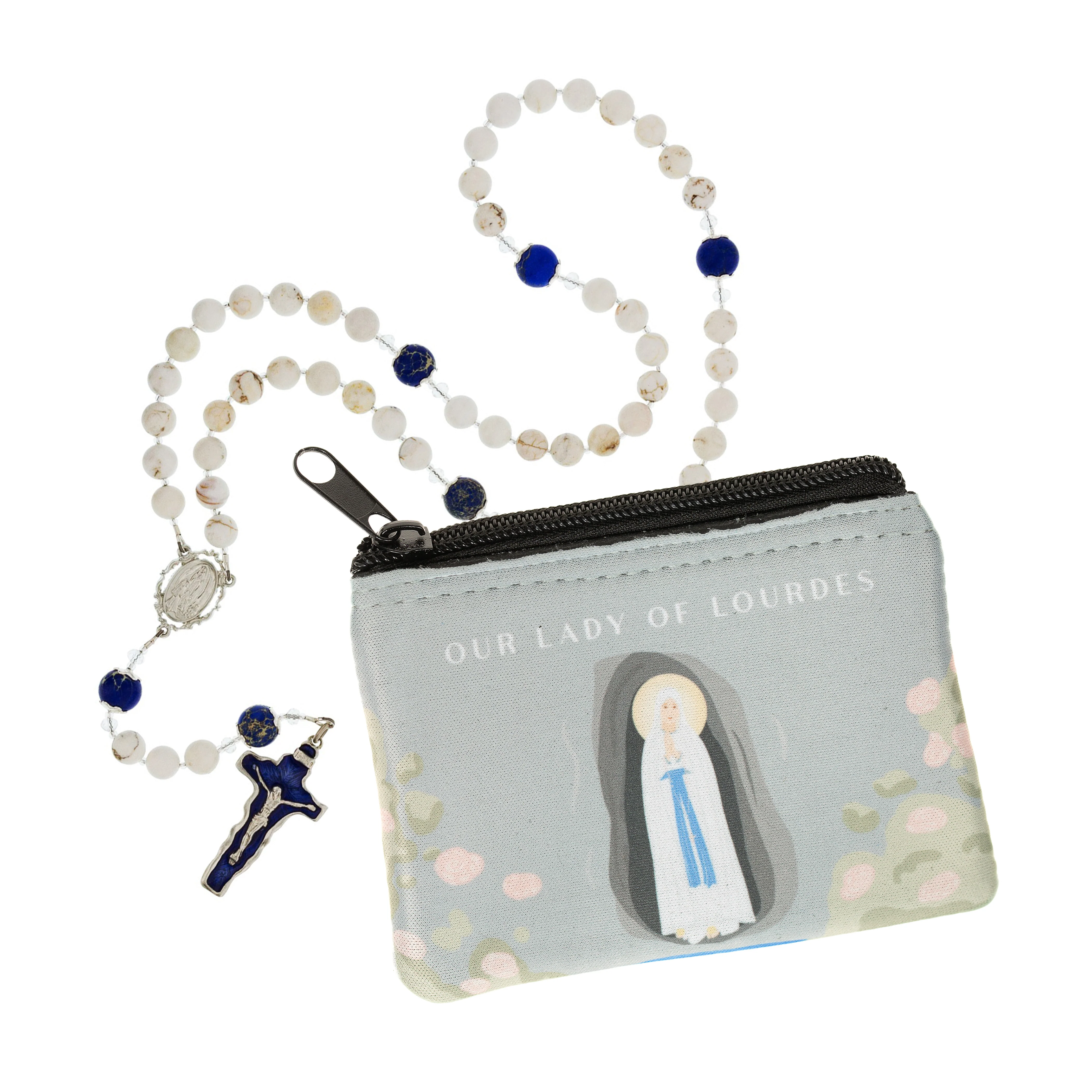 Our Lady of Lourdes Rosary and Pouch Set - Image 2