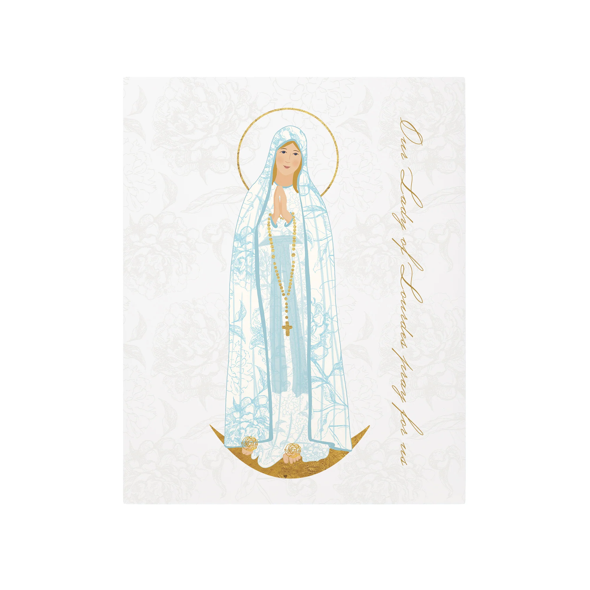 Our Lady of Lourdes Toile Art Plaque - 8" x 10" - Image 2