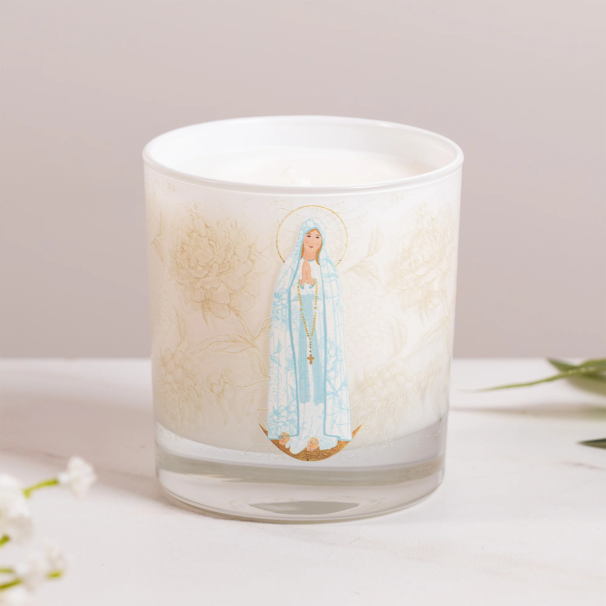 Our Lady of Lourdes Toile Candle
