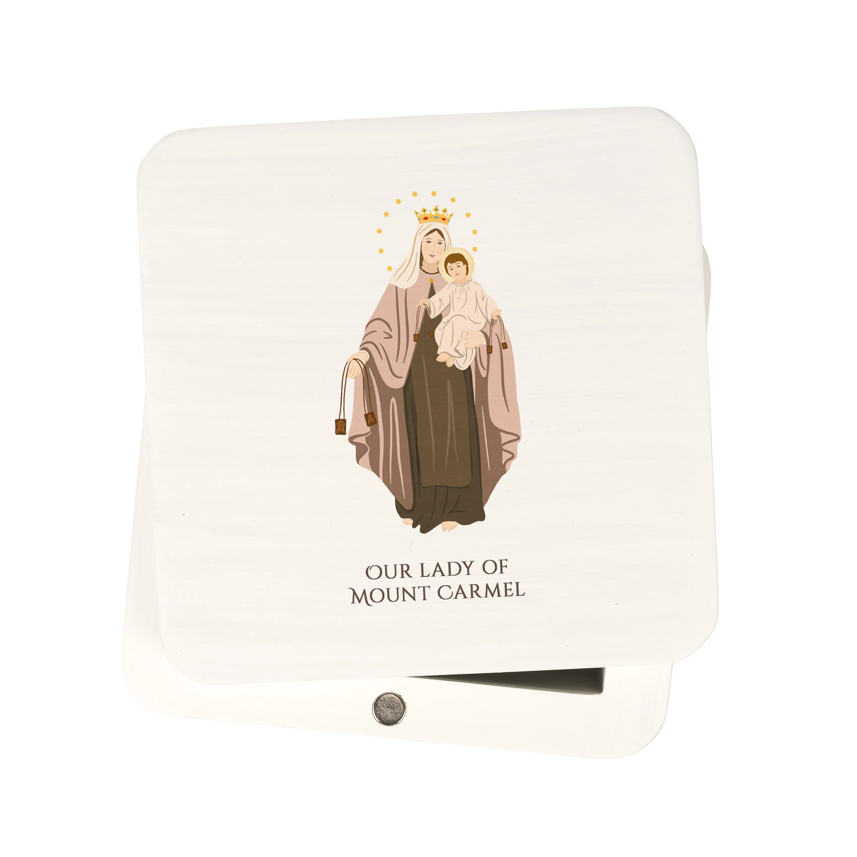 Our Lady of Mount Carmel White Magnetic box - Image 2