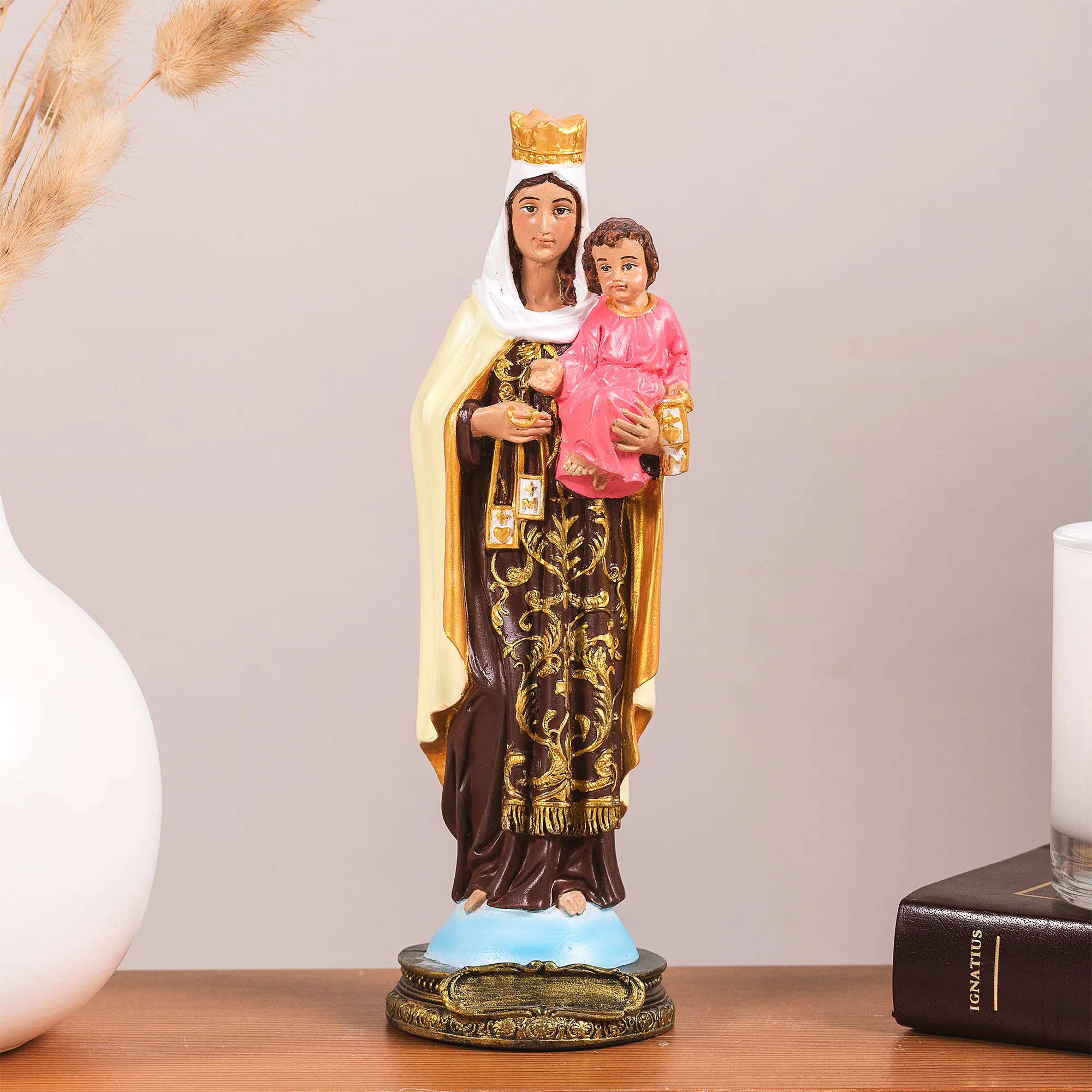 Our Lady of Mt. Carmel Statue - White or Hand Painted - 9" - Image 3