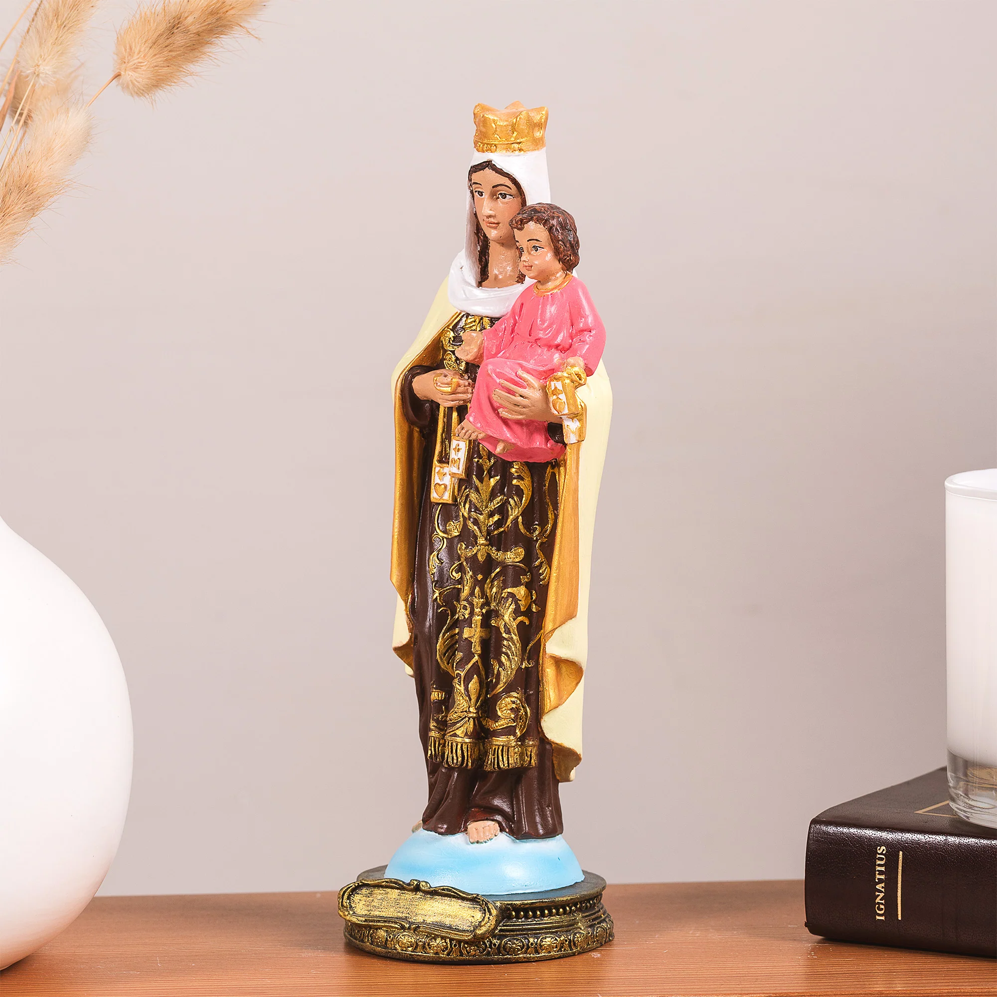 Our Lady of Mt. Carmel Statue - White or Hand Painted - 9" - Image 5