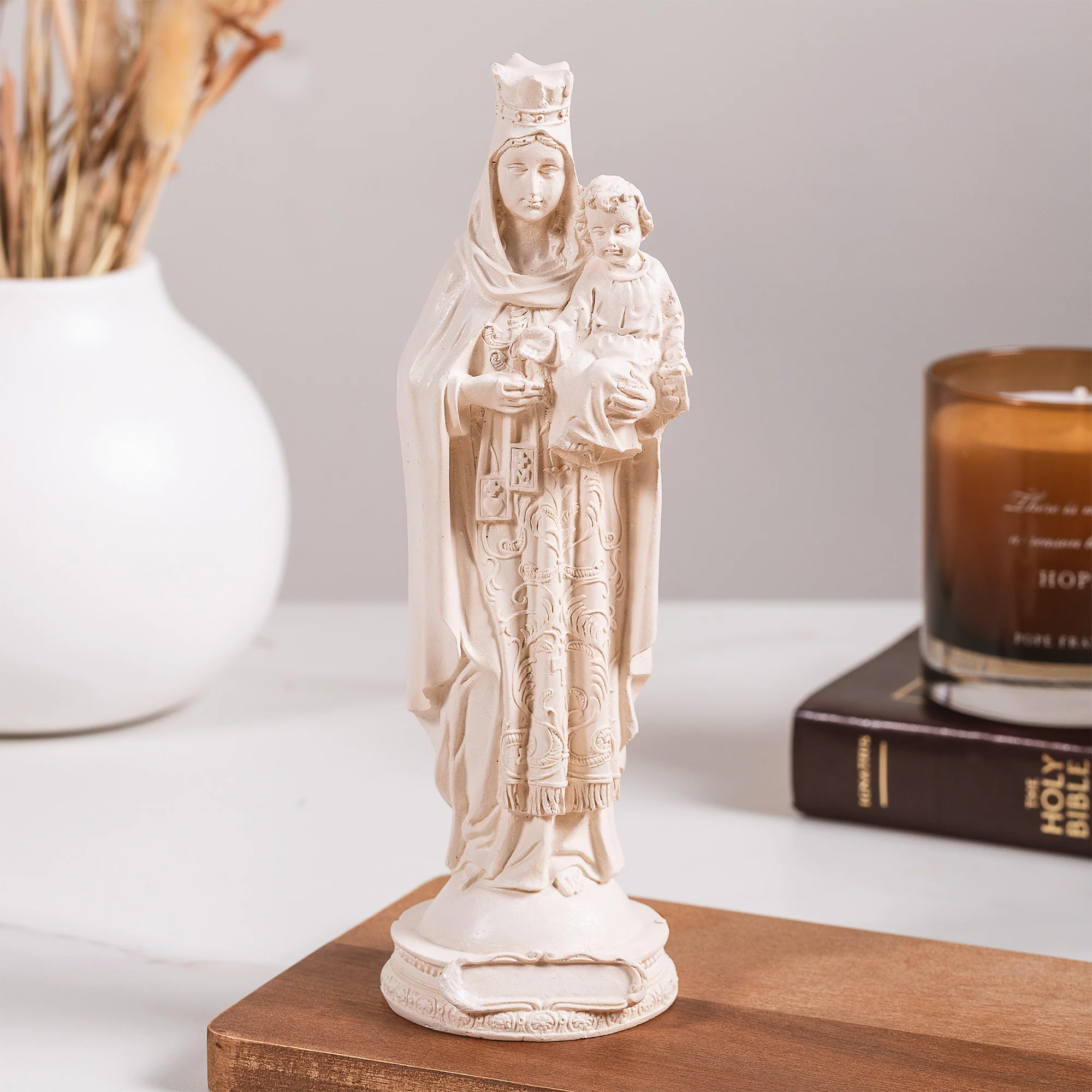 Our Lady of Mt. Carmel Statue - White or Hand Painted - 9" - Image 7