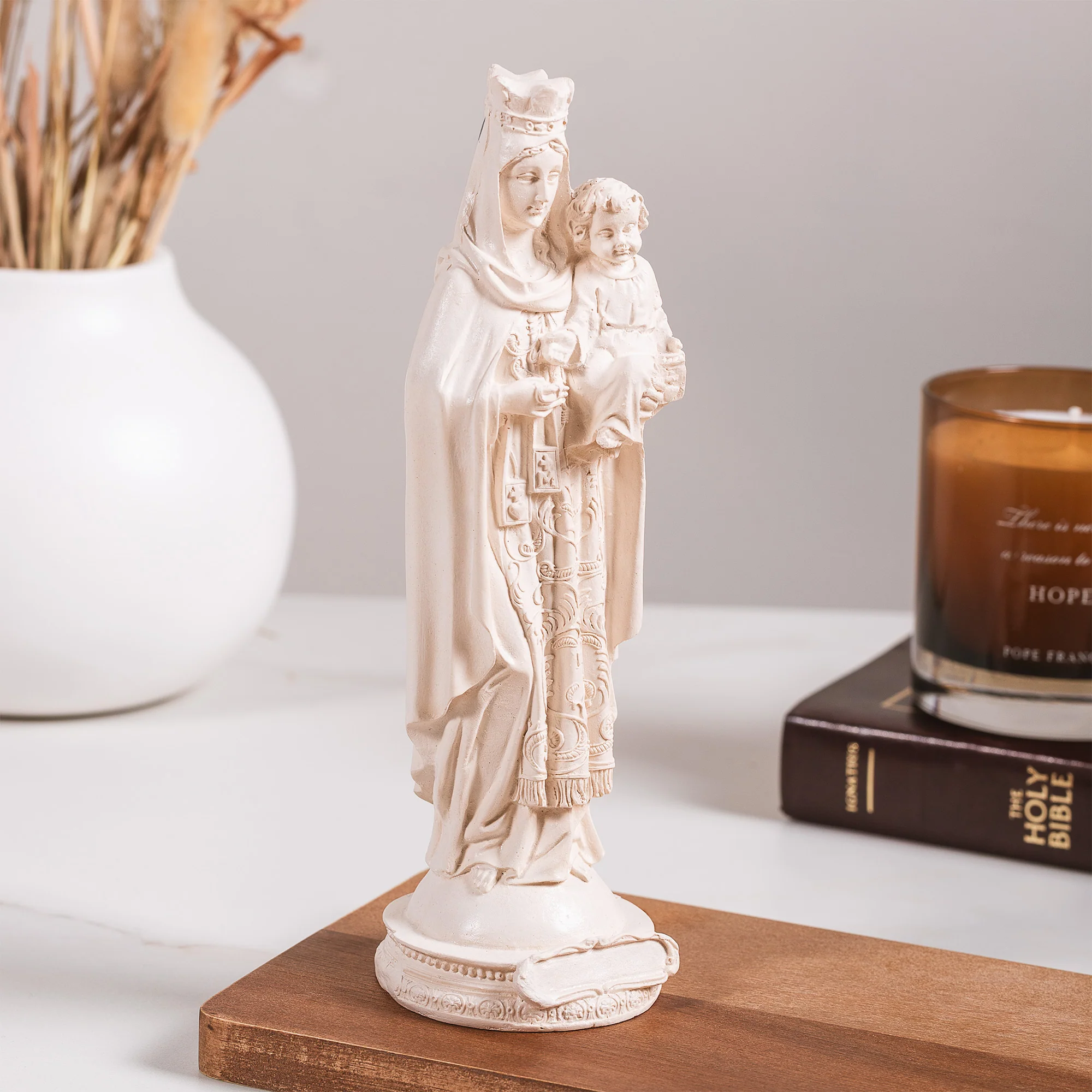 Our Lady of Mt. Carmel Statue - White or Hand Painted - 9" - Image 8