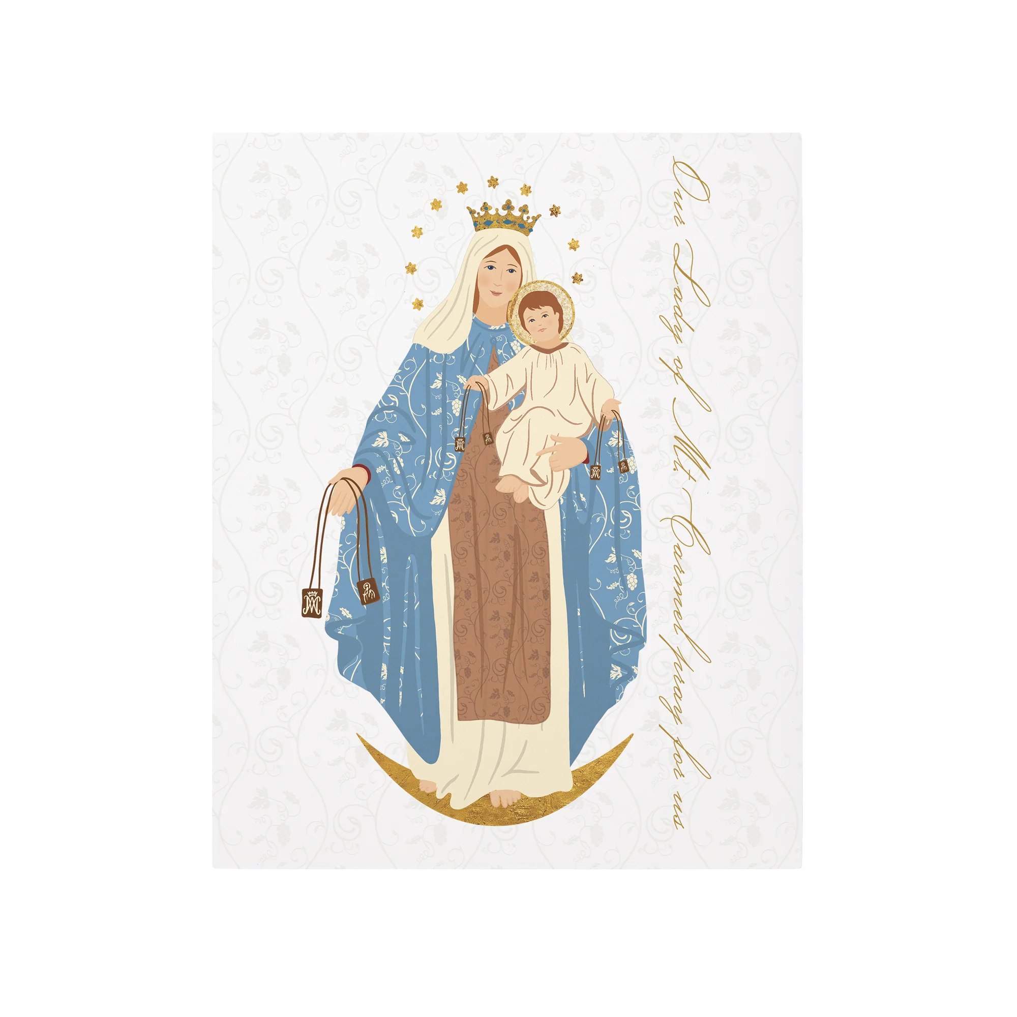 Our Lady of Mt. Carmel Toile Art Plaque - 8" x 10" - Image 2