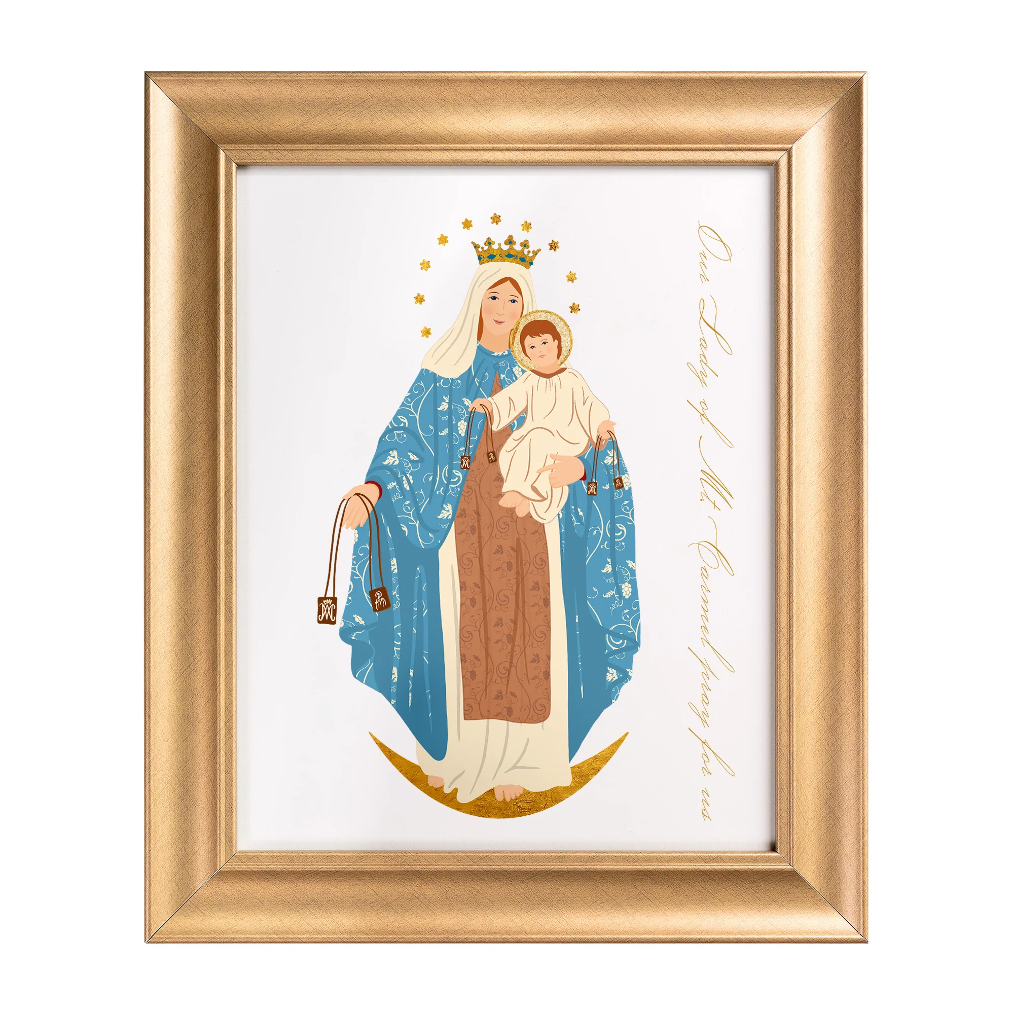 Our Lady of Mt Carmel Toile Framed Art Print - 11" x 14" - Image 2