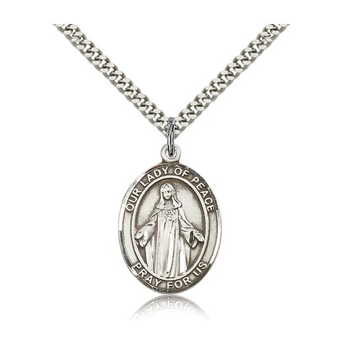 Our Lady of Peace Pendant with Chain, Bliss, Sterling Silver