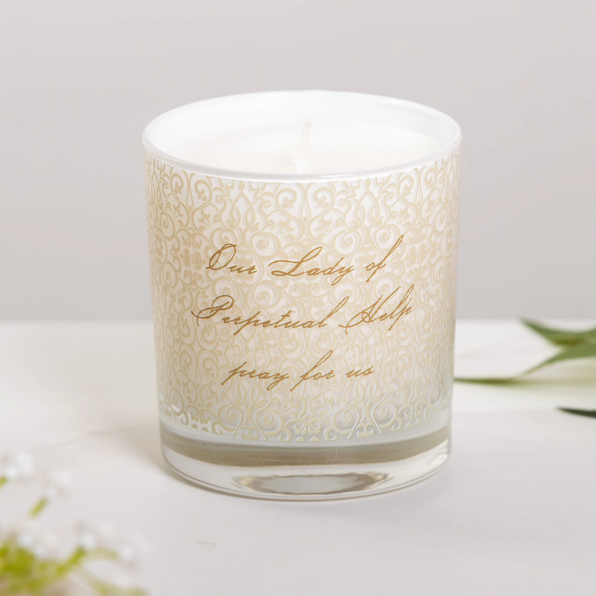 Our Lady of Perpet Help Toile Candle - Image 2