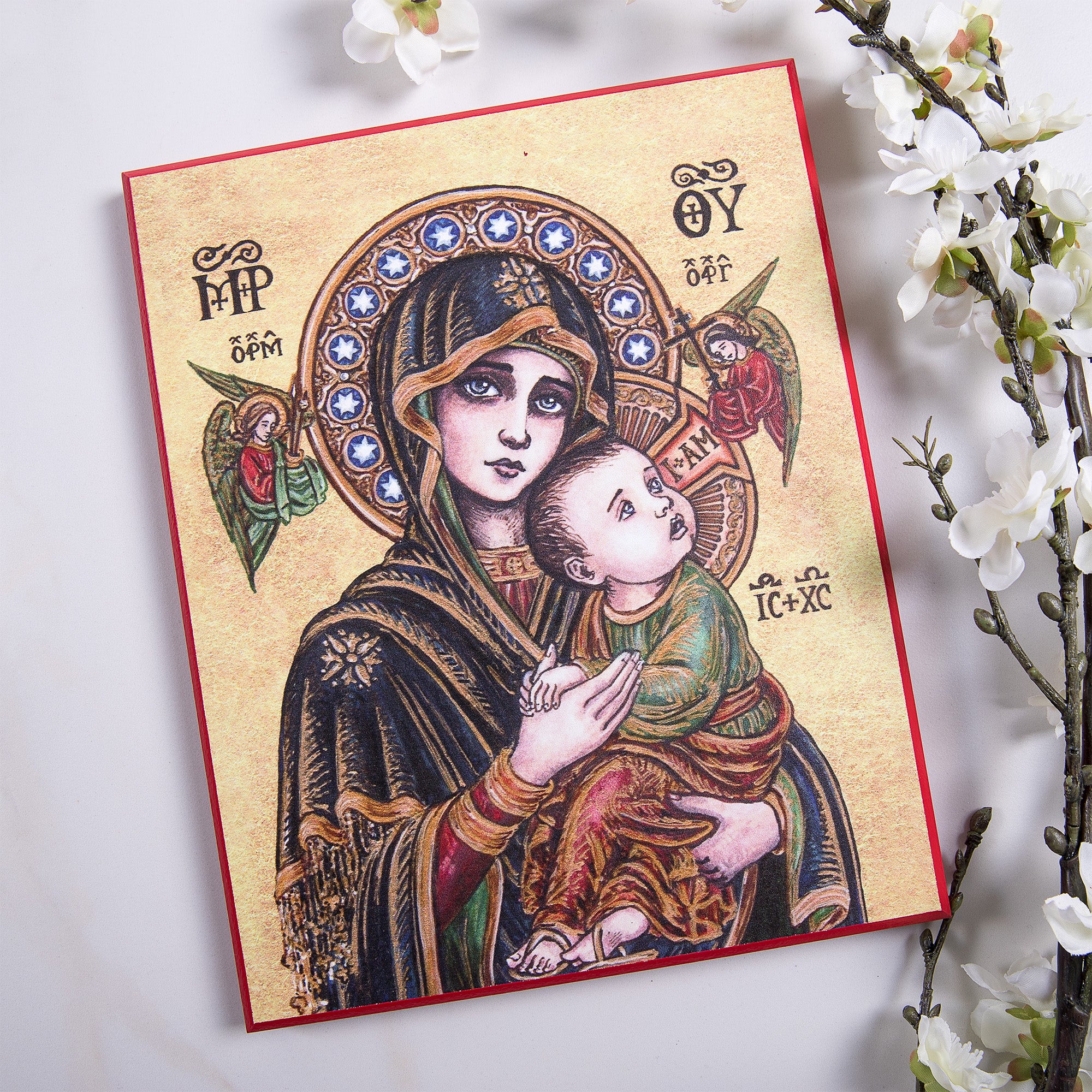Our Lady of Perpetual Help Modern Icon Plaque - 8" x 10" - Image 2