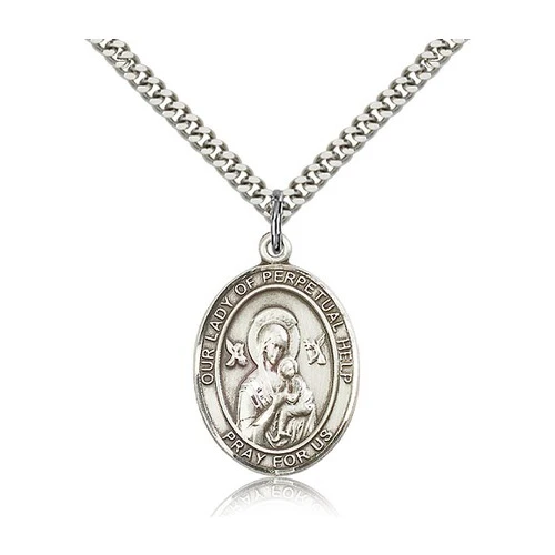 Our Lady of Perpetual Help Pendant with Chain, Bliss, Sterling Silver