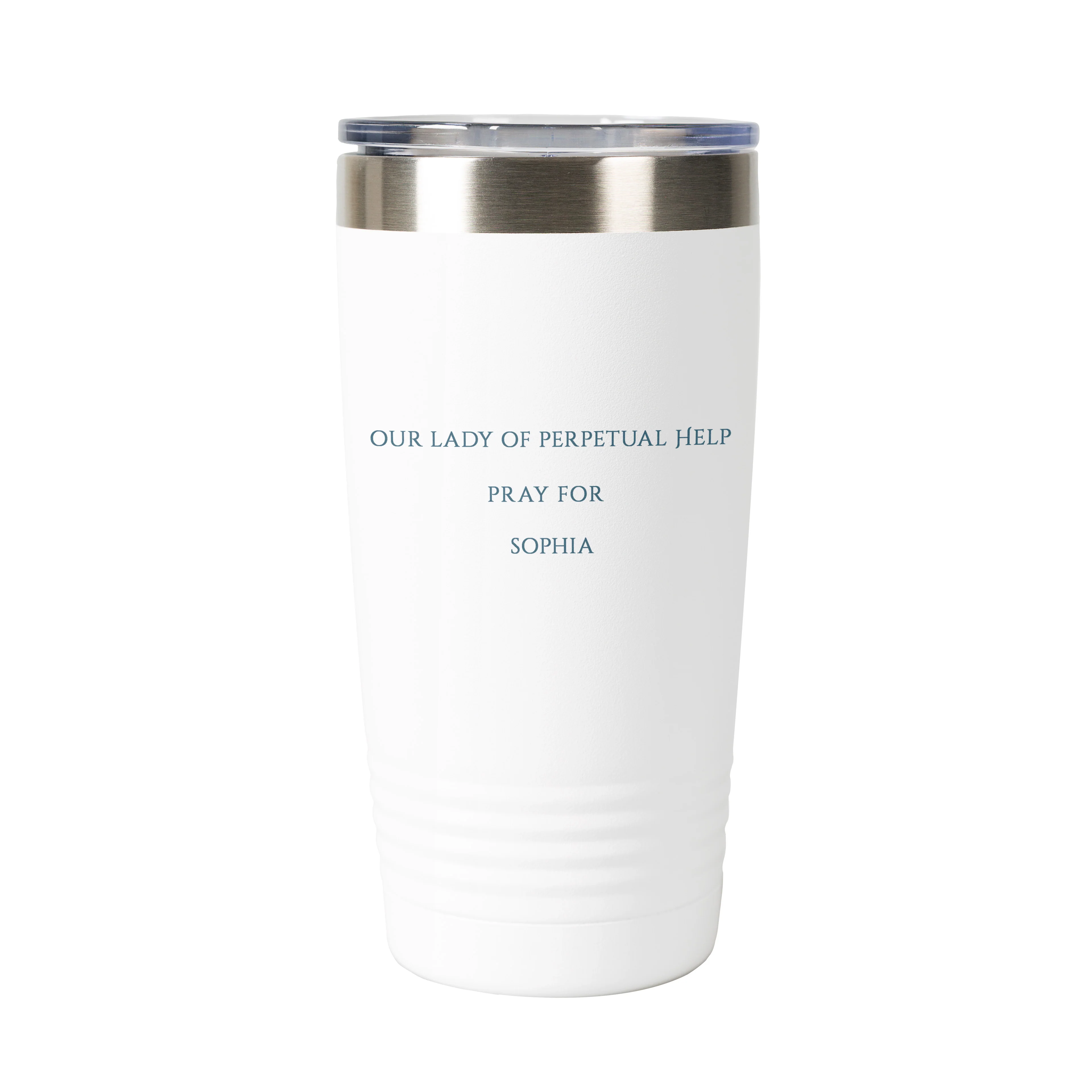 Our Lady of Perpetual Help Personalized 20 oz. White Tumbler - Image 3