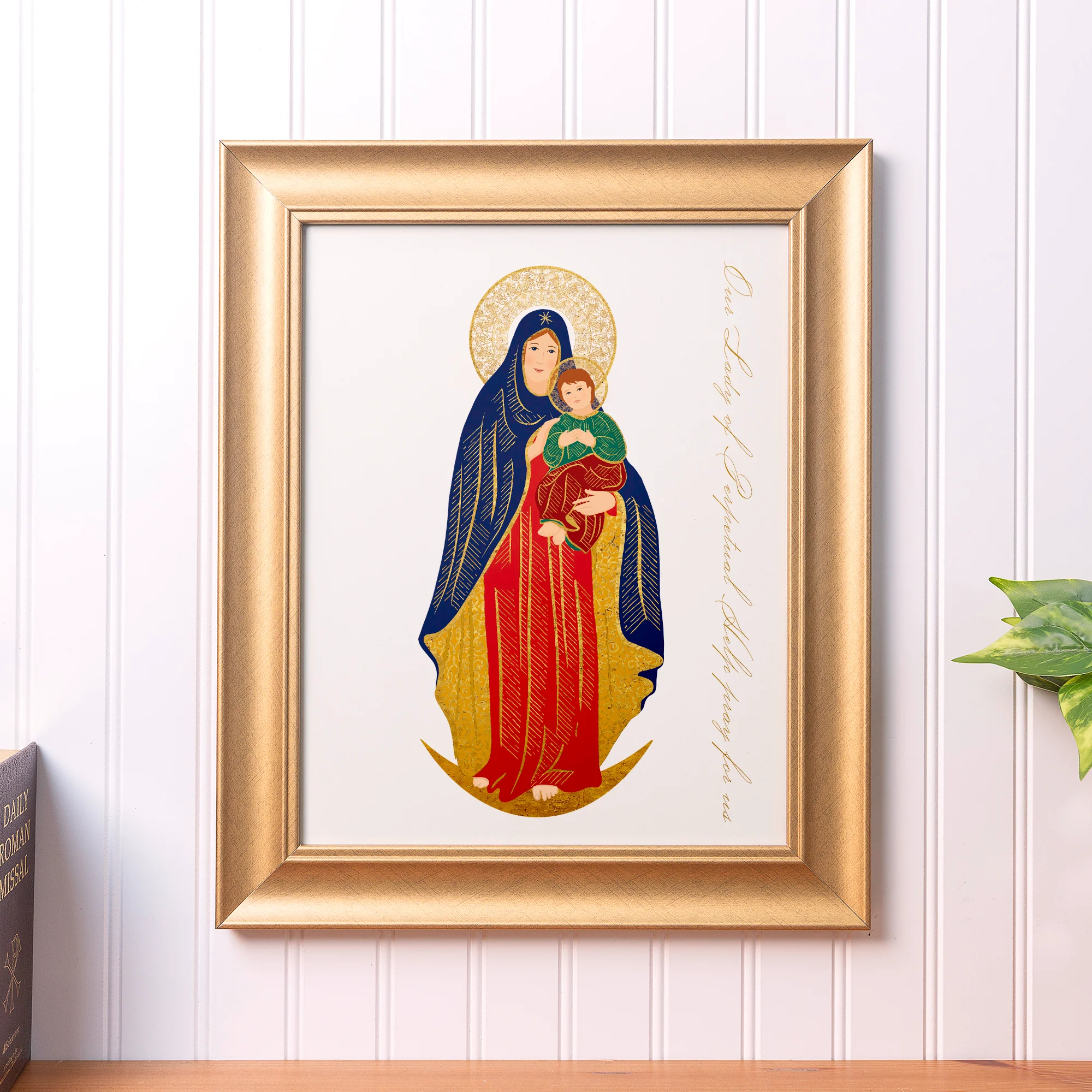 Our Lady of Perpetual Help Toile Framed Art Print - 11" x 14"