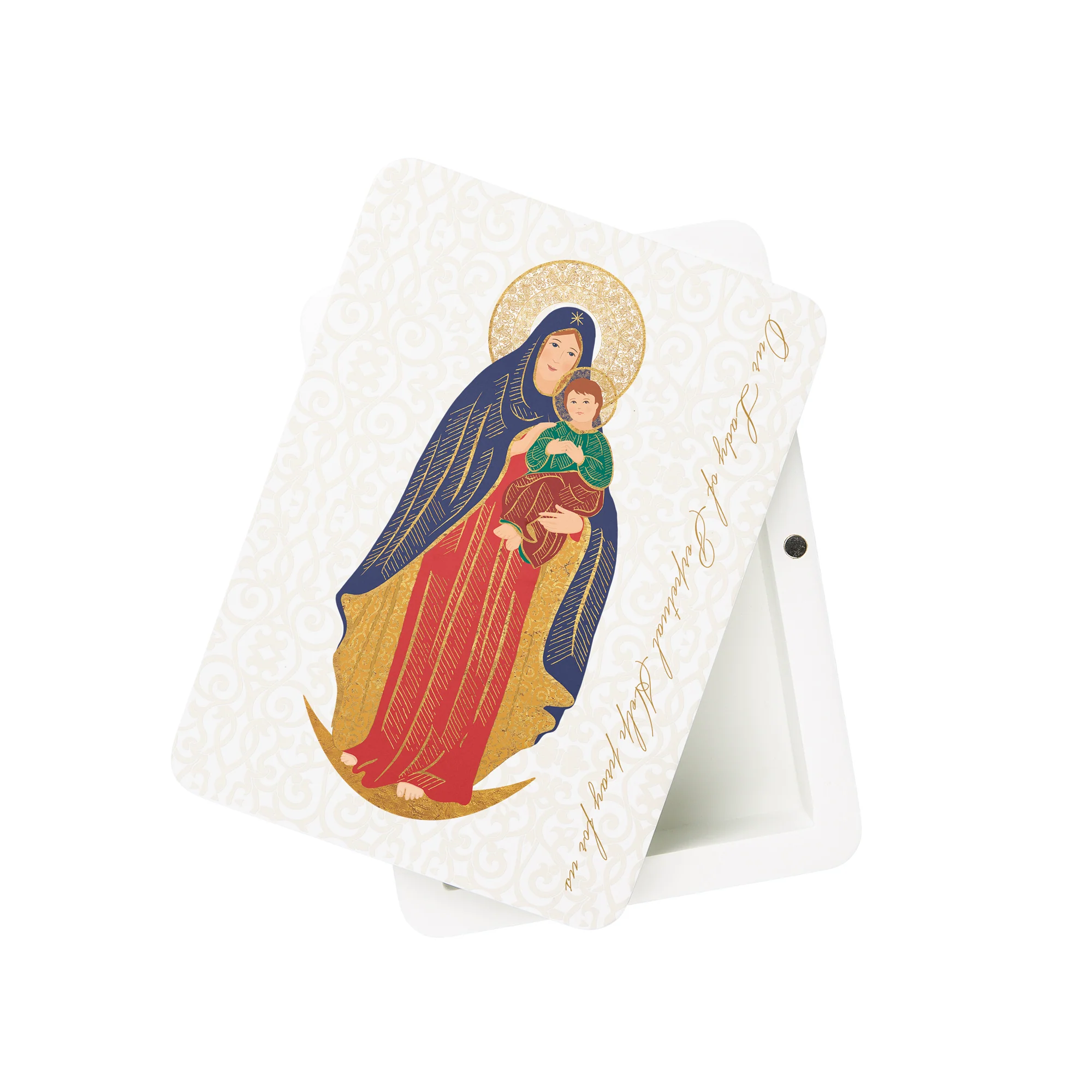 Our Lady of Perpetual Help Toile Rosary Keepsake Box - Image 2