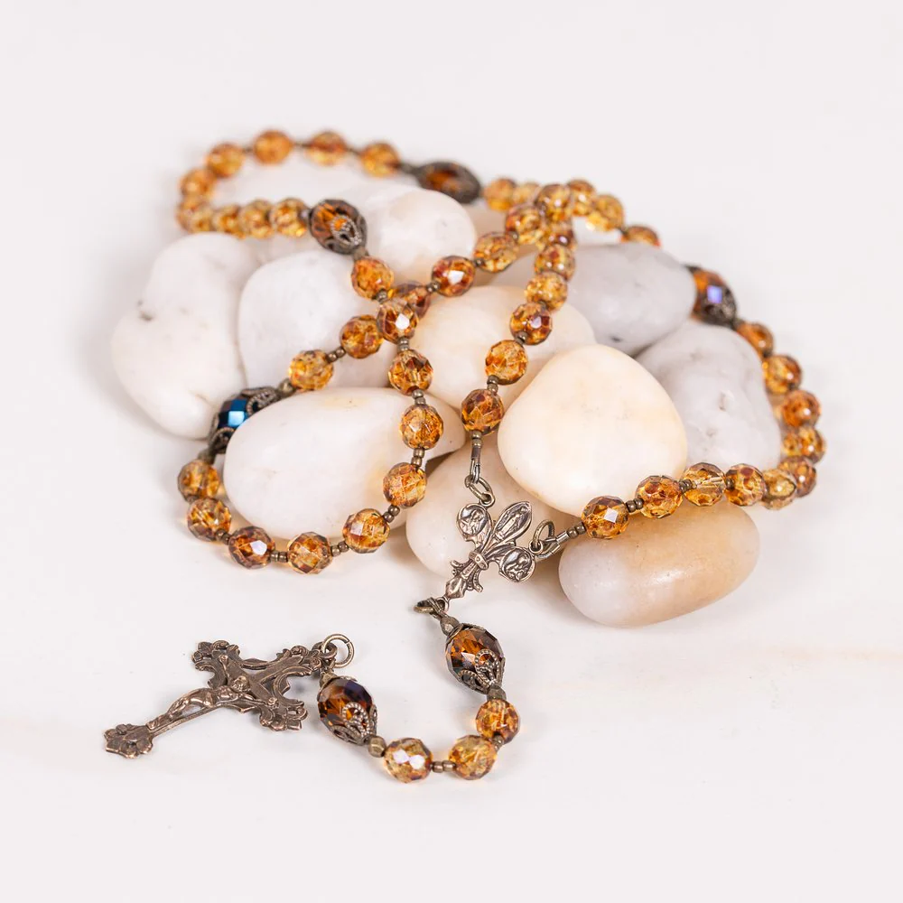 Our Lady of Prompt Succor (Swift Help) Golden Crystal Rosary