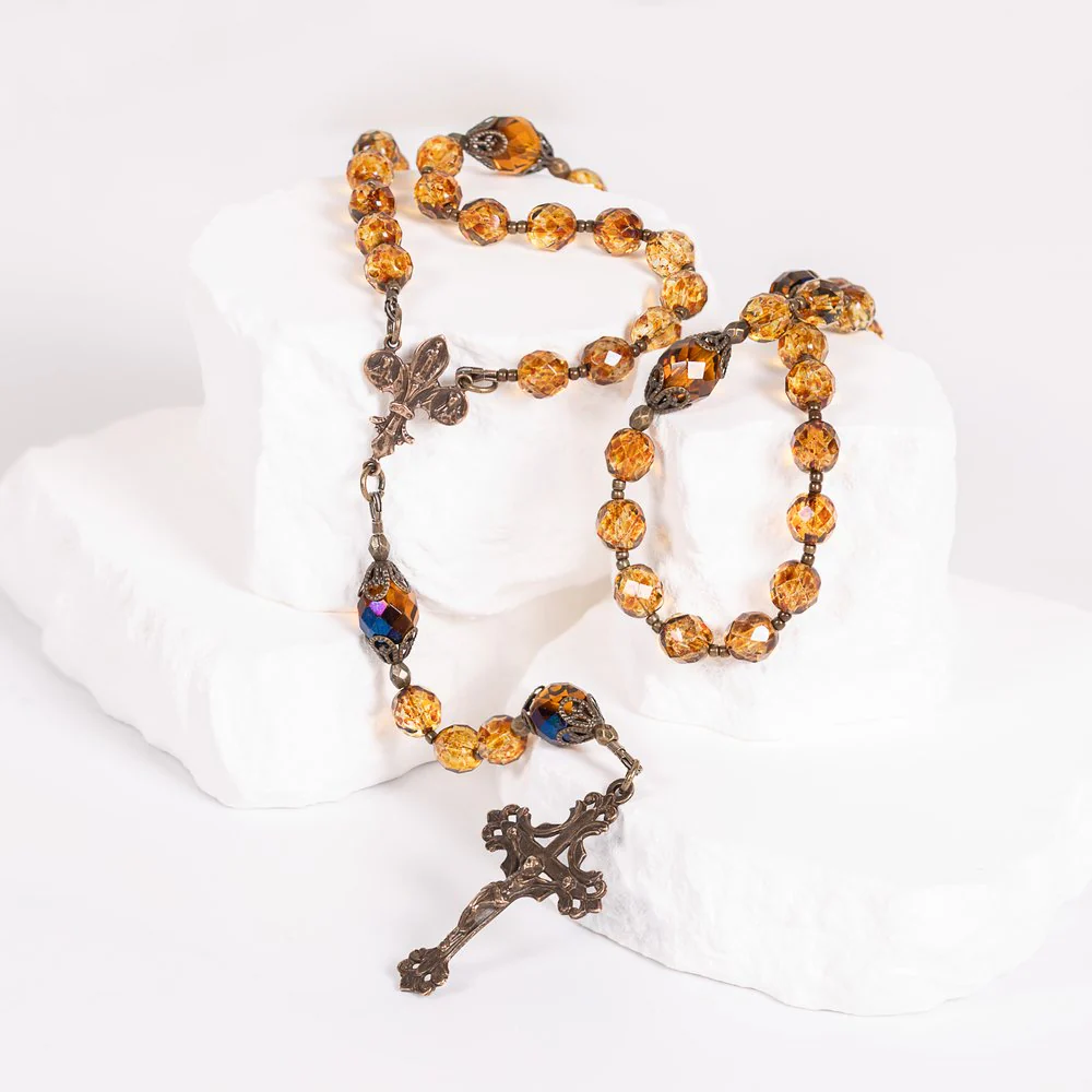 Our Lady of Prompt Succor (Swift Help) Golden Crystal Rosary - Image 2