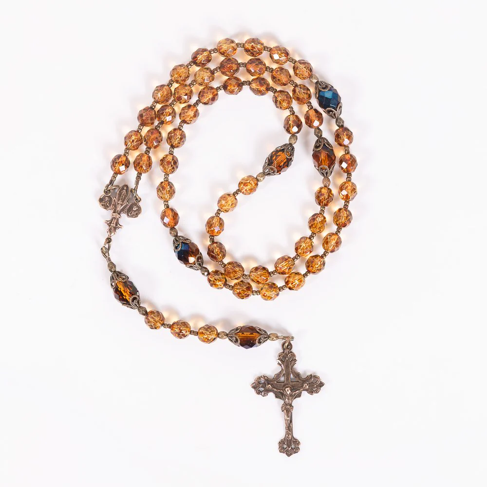 Our Lady of Prompt Succor (Swift Help) Golden Crystal Rosary - Image 3