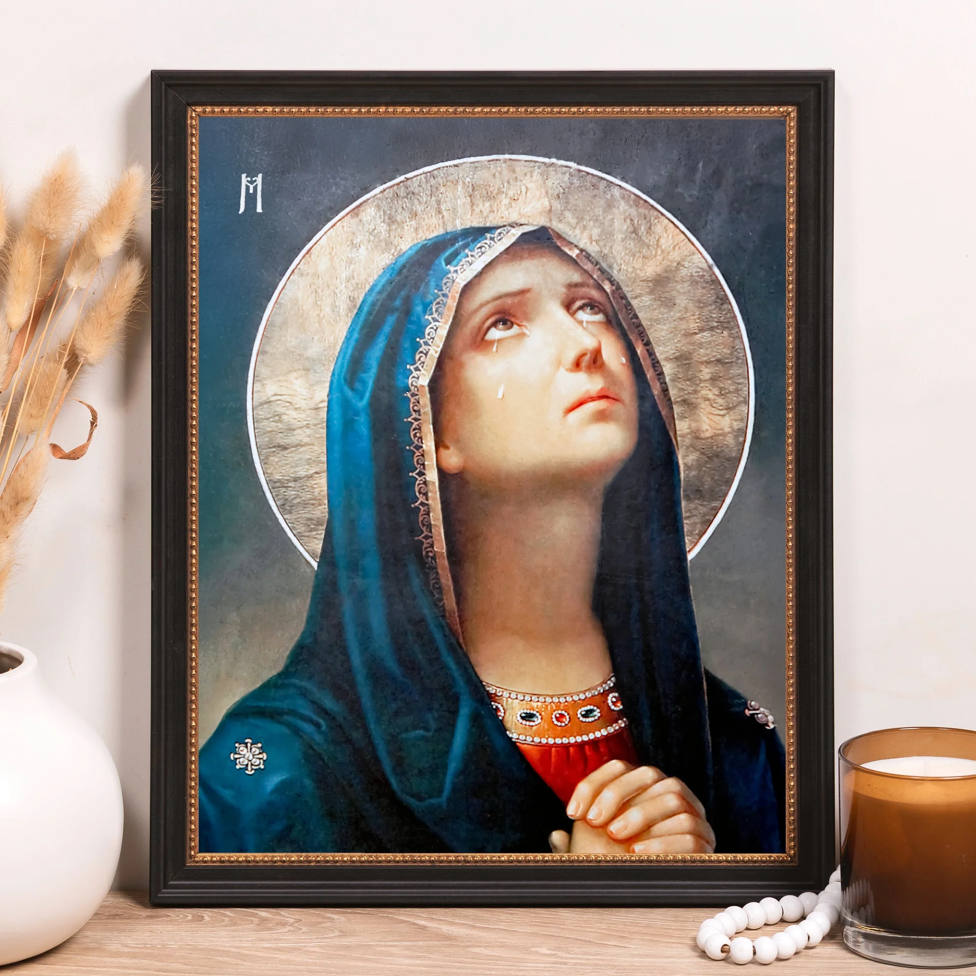 Our Lady of Sorrows in Prayer Framed Canvas - Sacred Classics Collection - Image 10