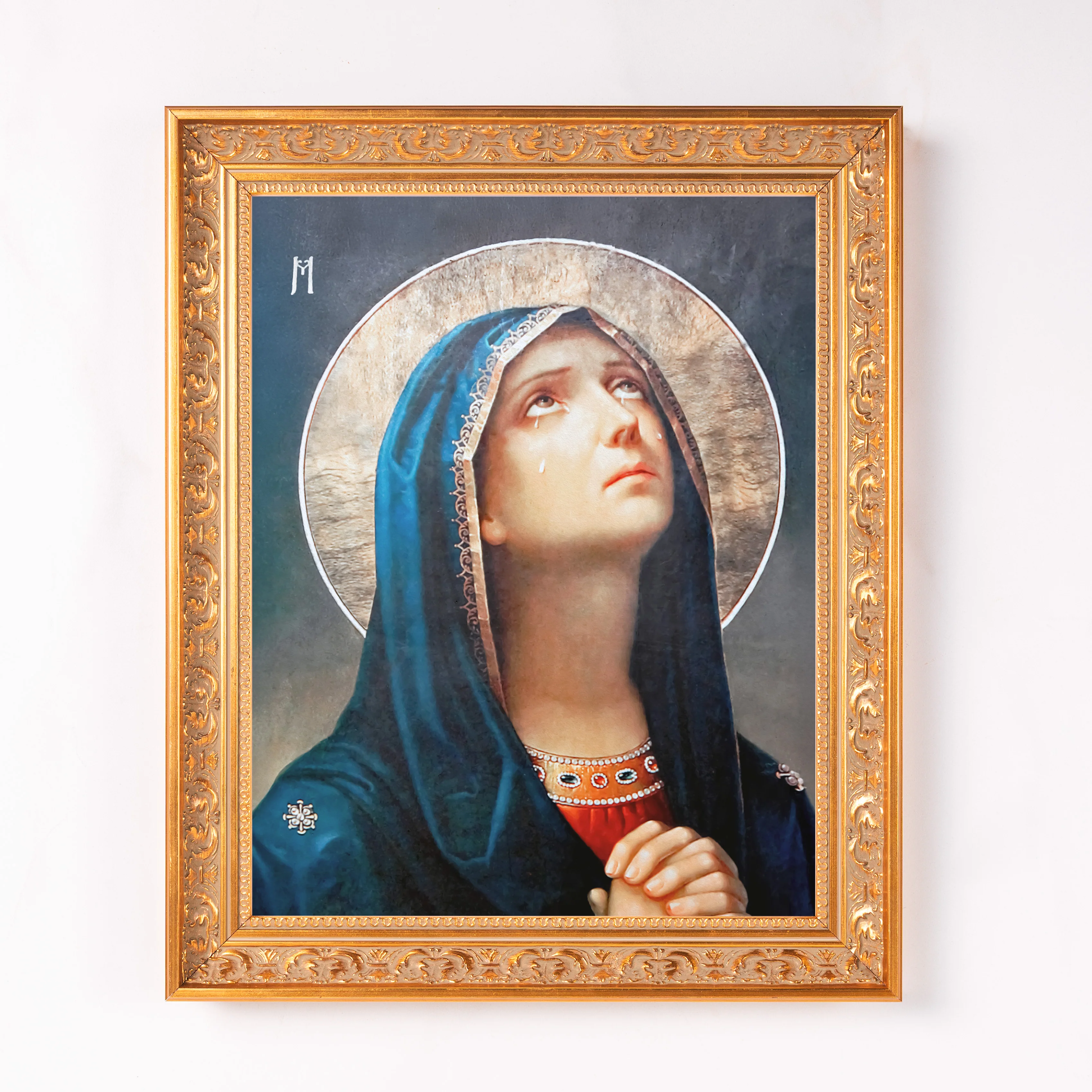 Our Lady of Sorrows in Prayer Framed Canvas - Sacred Classics Collection - Image 2
