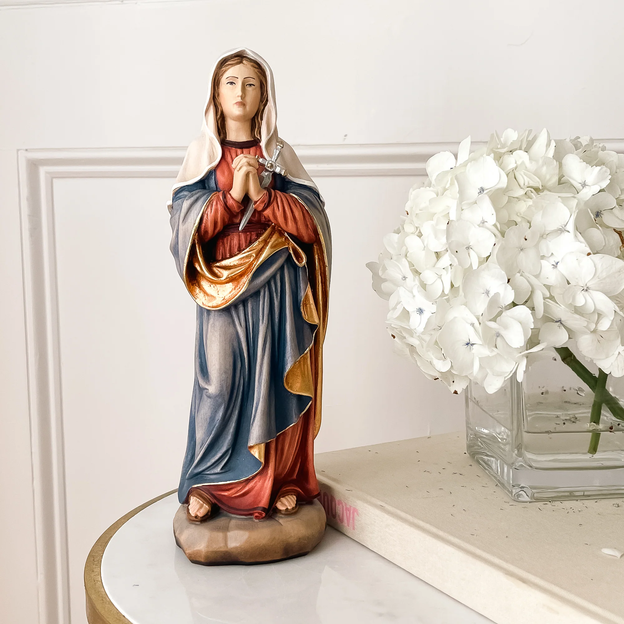 Our Lady of Sorrows Italian Wood Statue - 12"