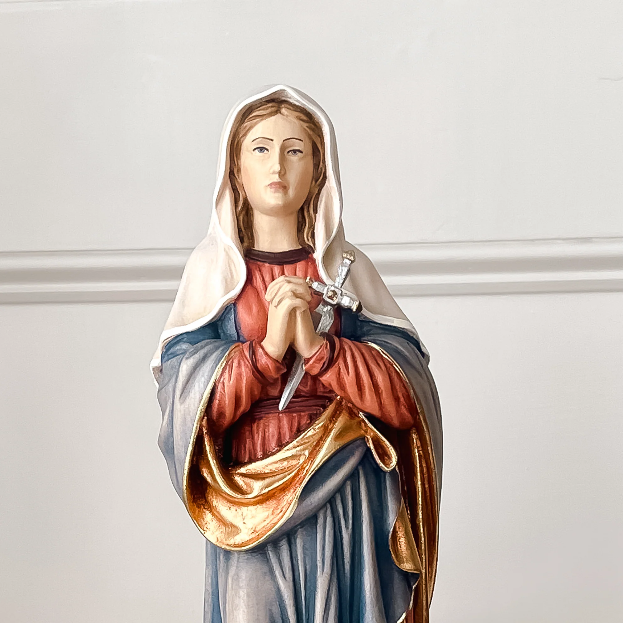 Our Lady of Sorrows Italian Wood Statue - 12" - Image 2