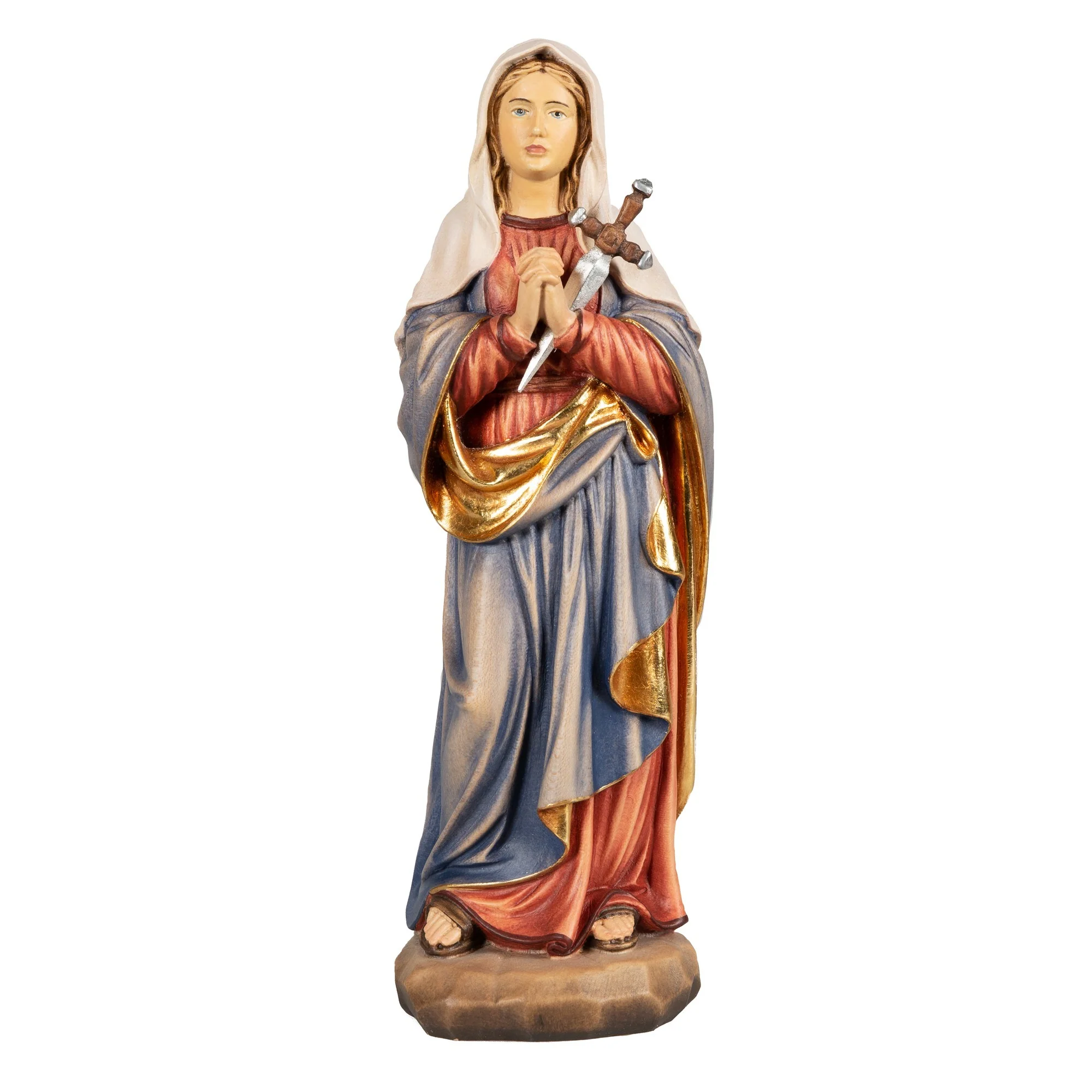 Our Lady of Sorrows Italian Wood Statue - 12" - Image 3