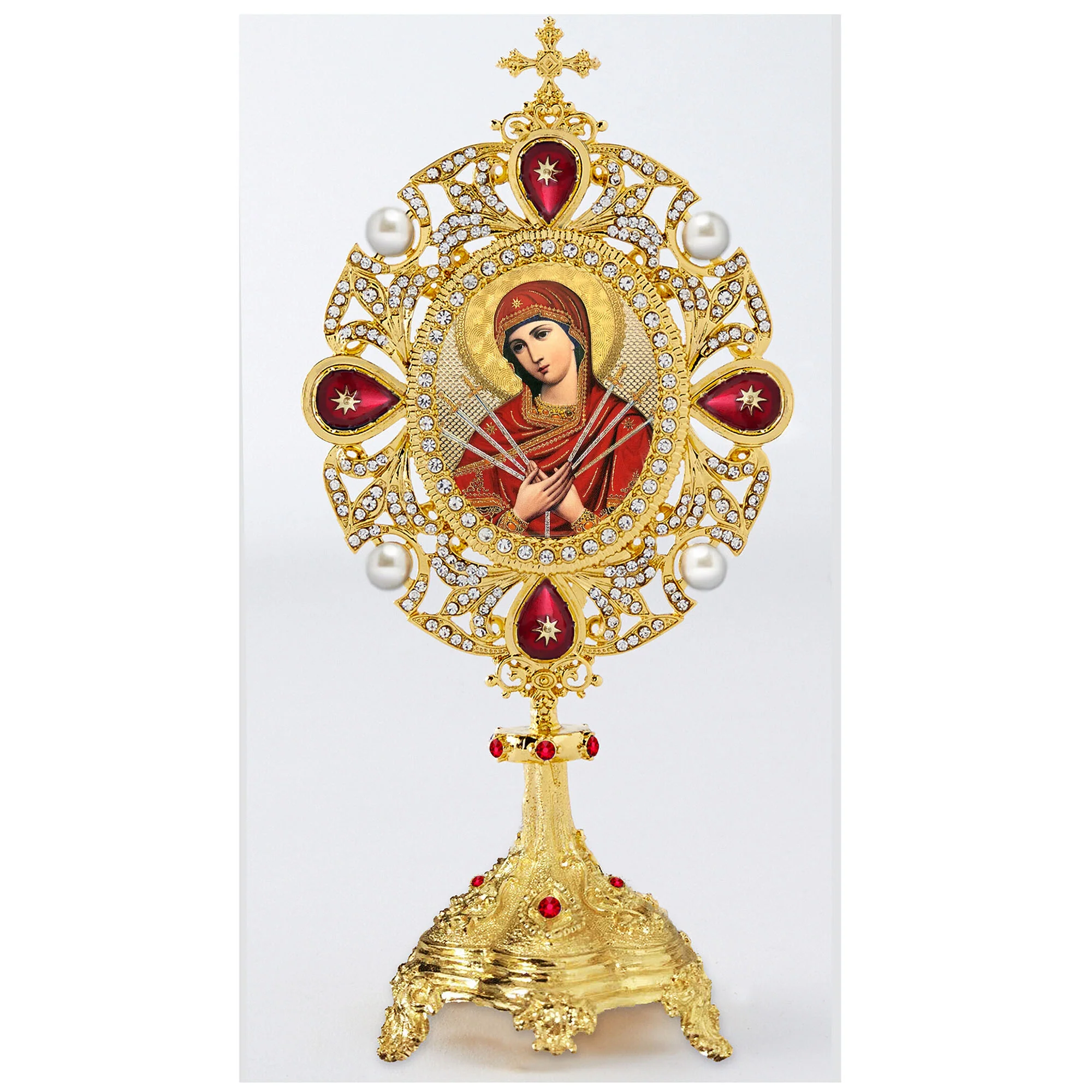 Our Lady of Sorrows Jeweled Reliquary-Style Icon
